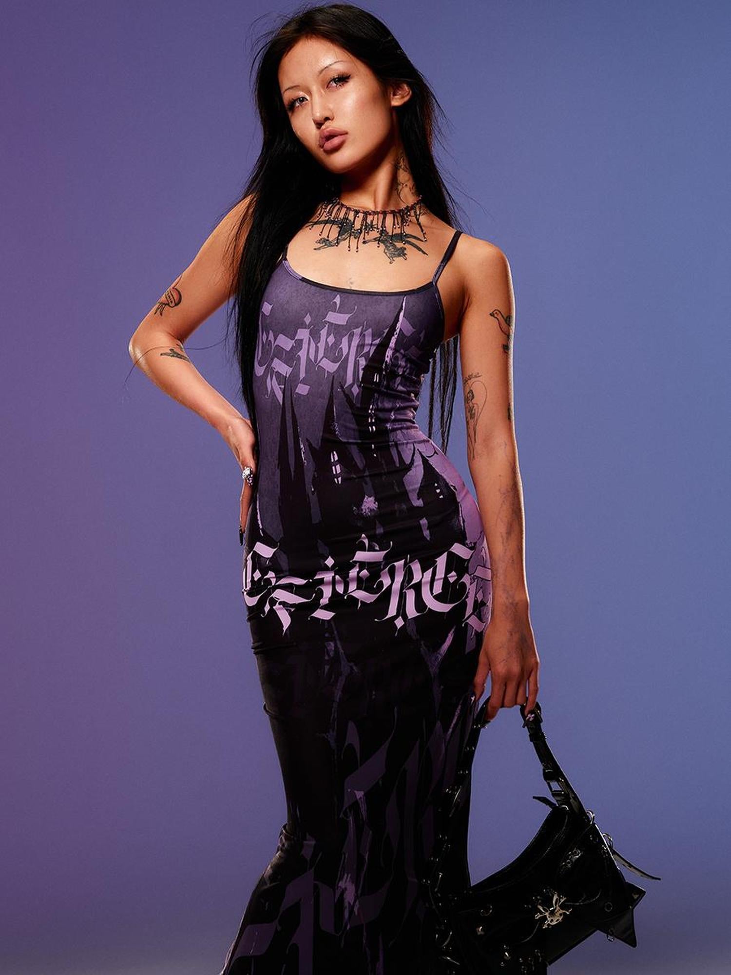 CFIERCE Printed Castle Mermaid Maxi Skirt