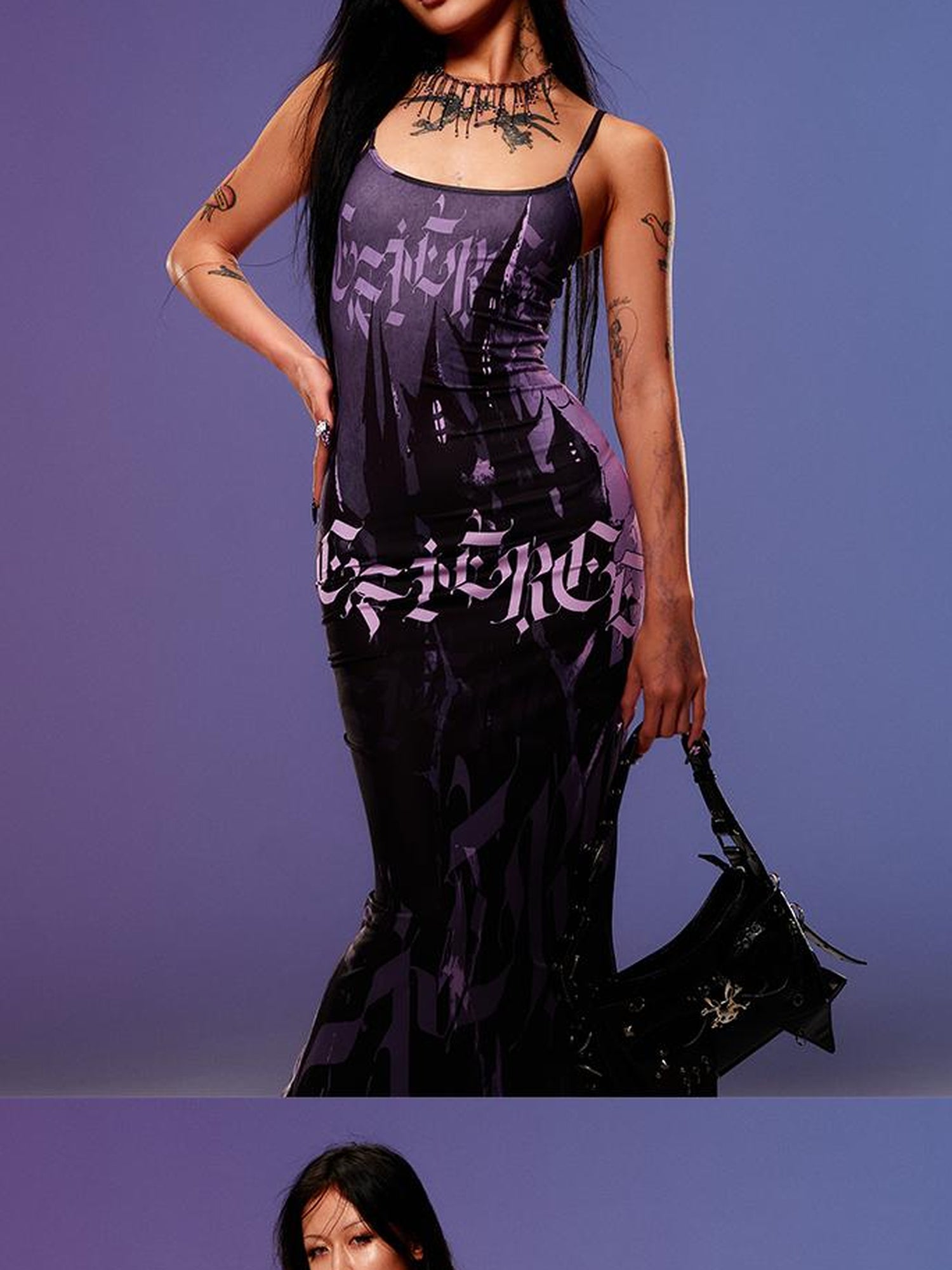 CFIERCE Printed Castle Mermaid Maxi Skirt