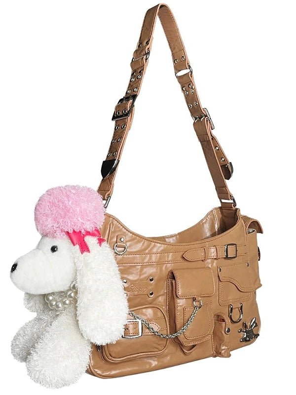 Pu Tote Bag With Alloy Accents