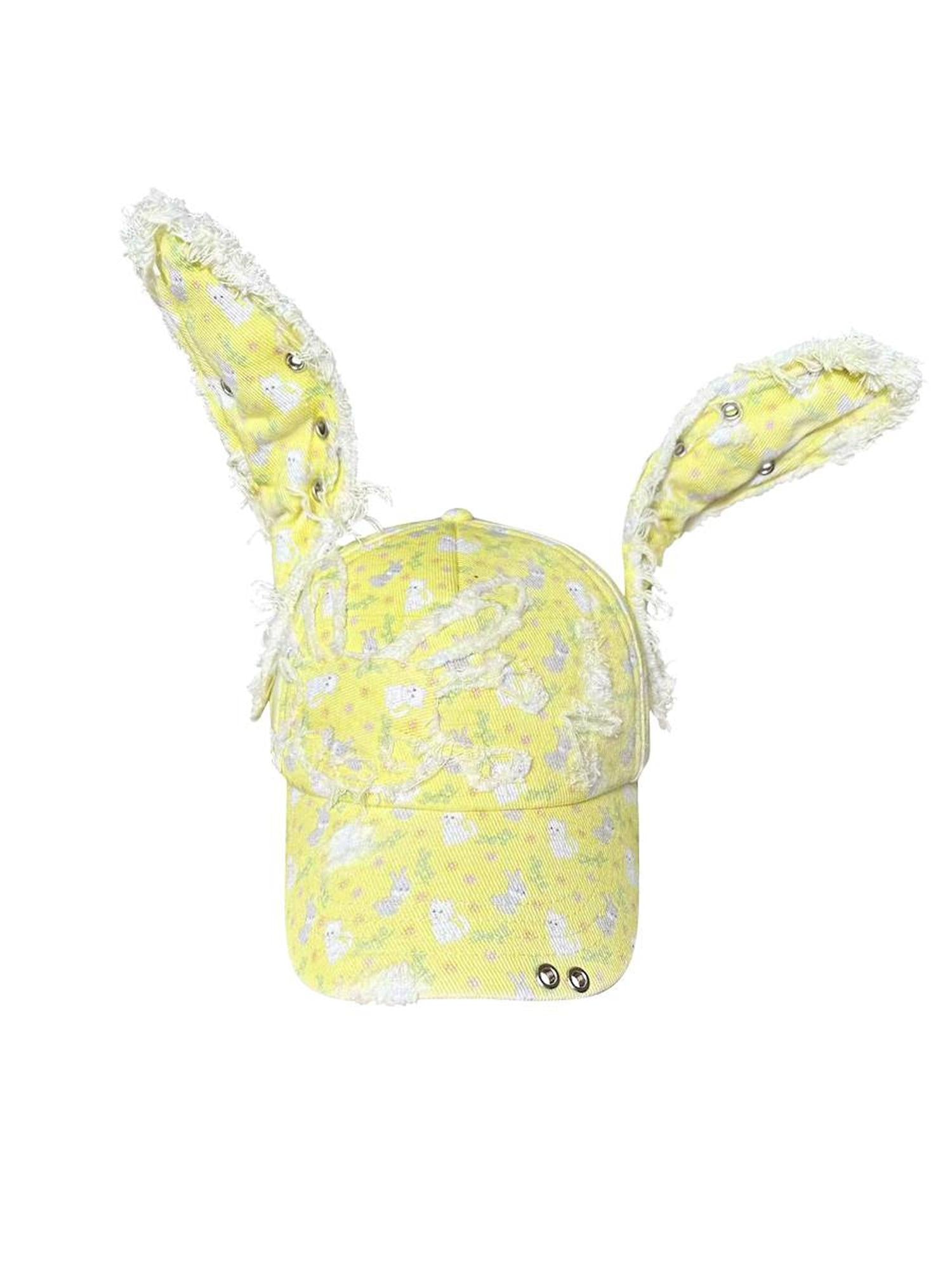 CFIERCE Rabbit Ear Print Denim Cap