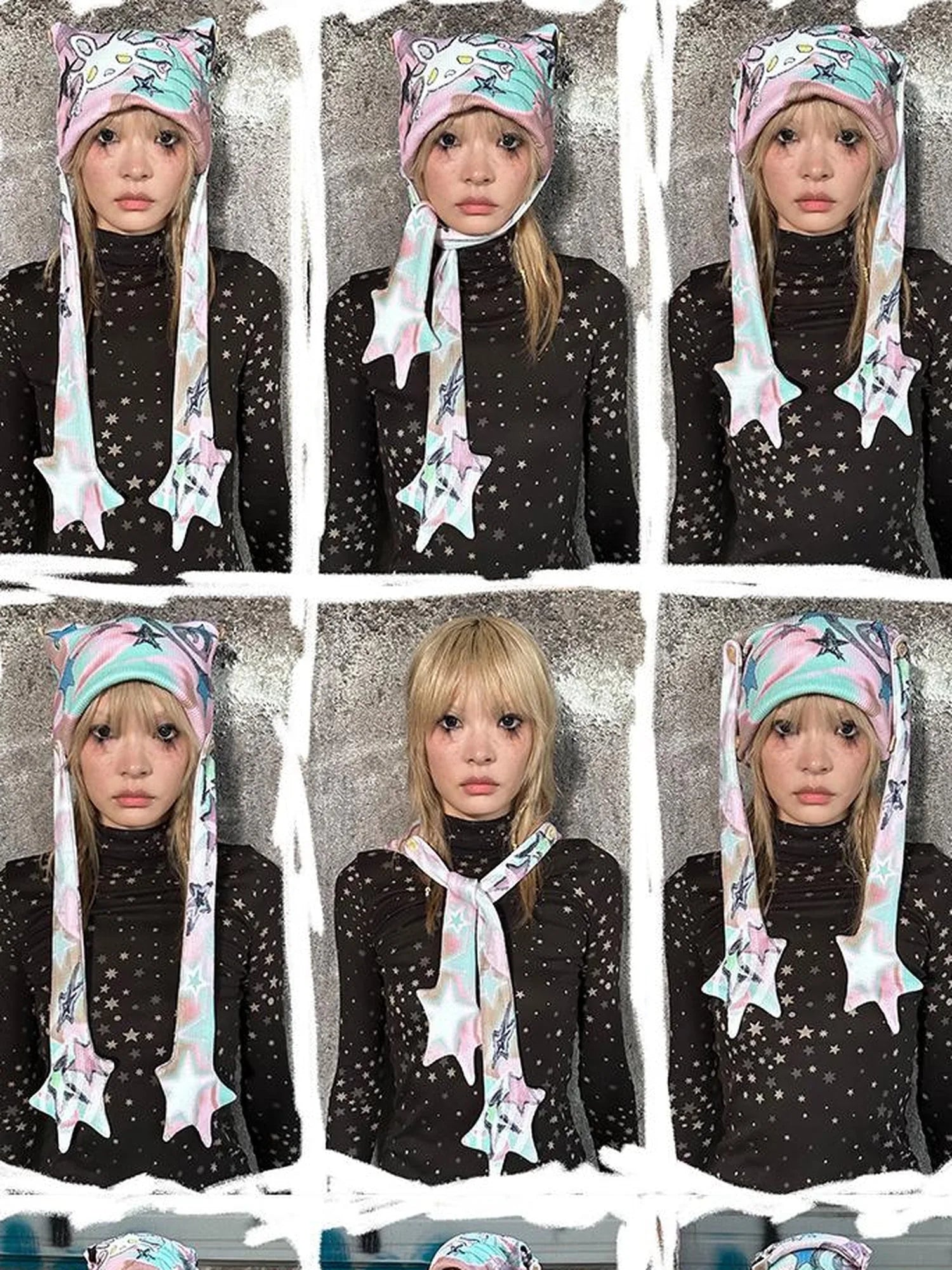 Rabbit Skull Print Knit Beanie