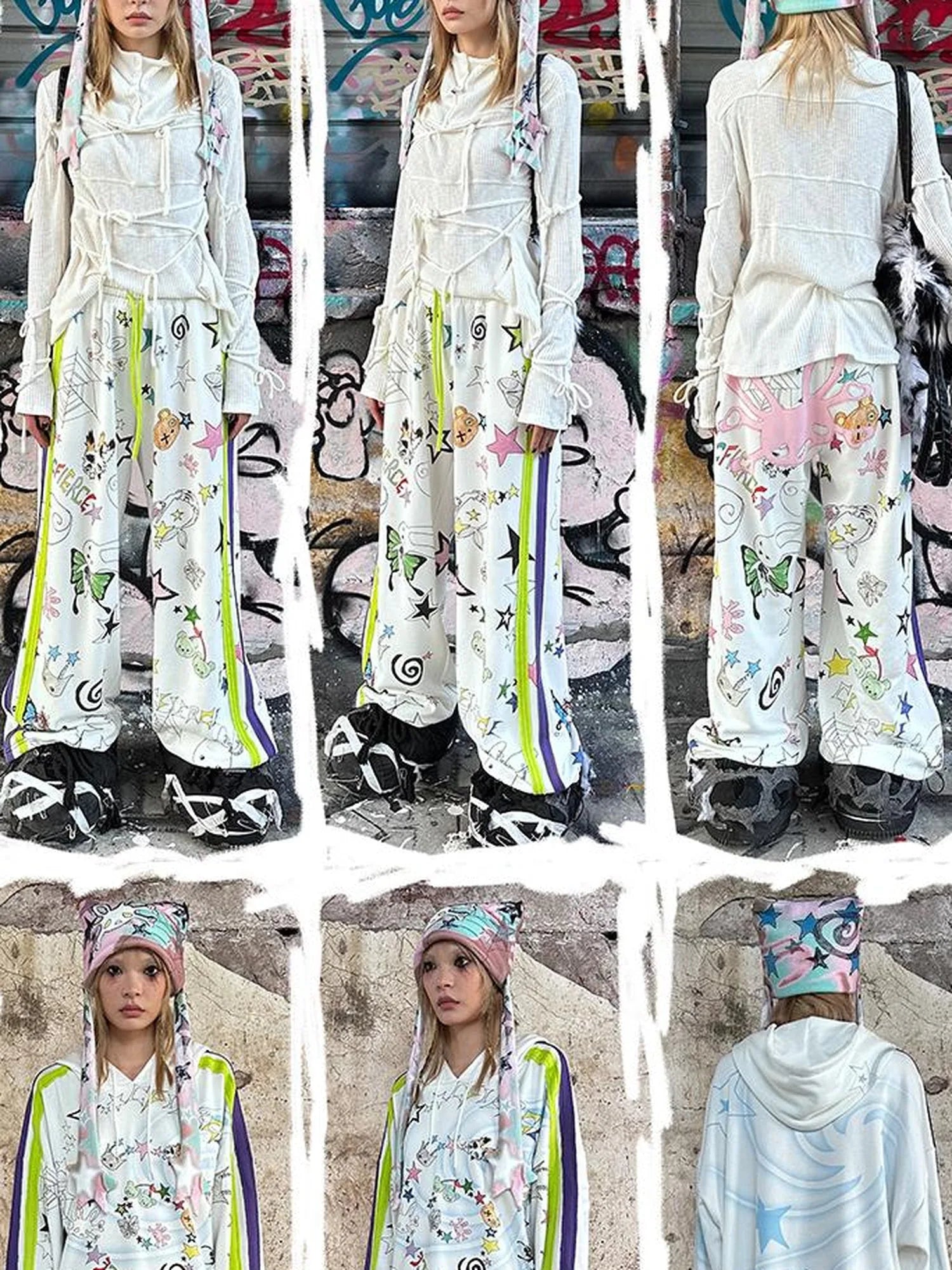 Rabbit Skull Print Knit Beanie