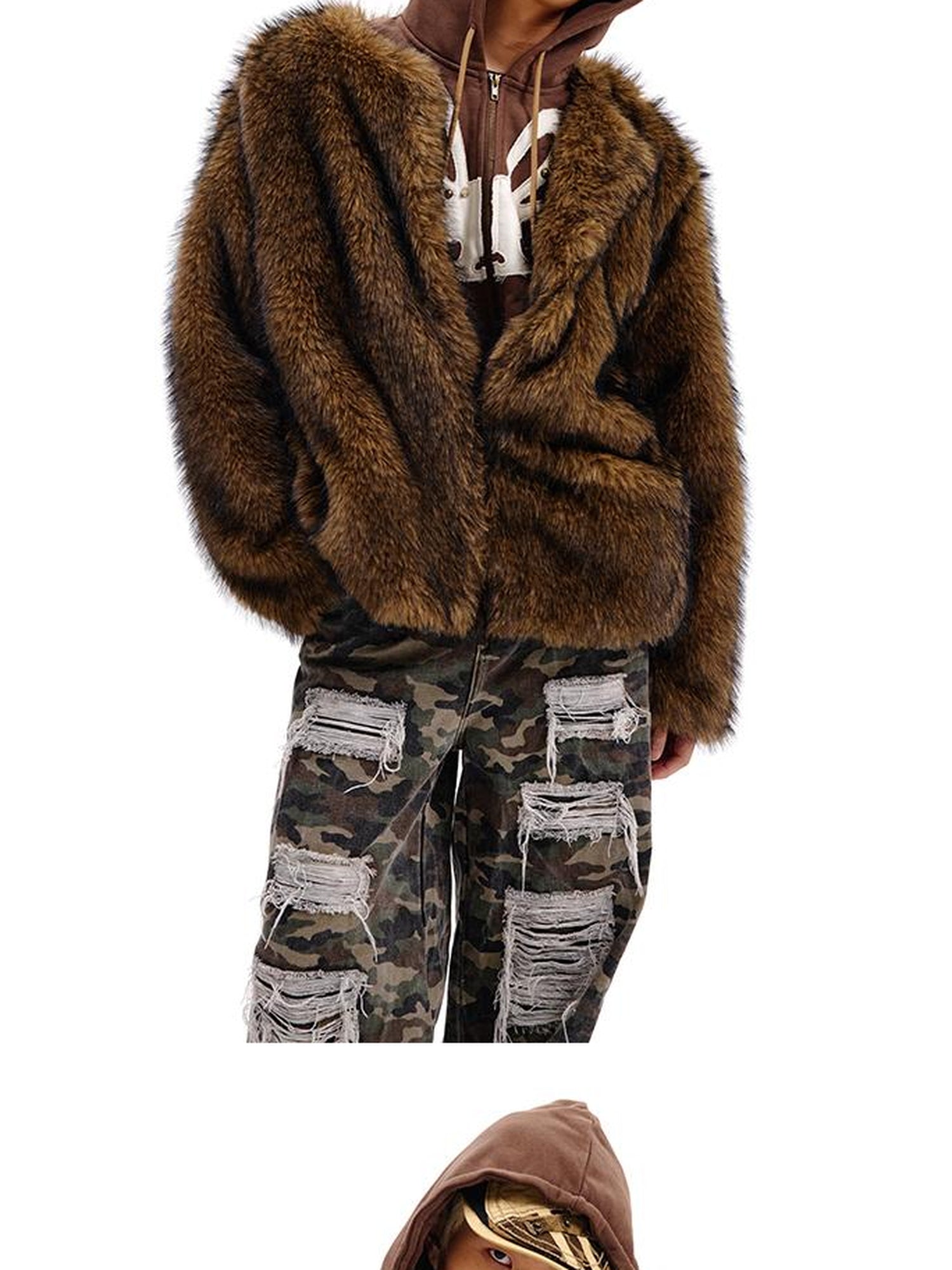 CFIERCE Rabbit Skull Print Two Layer Knit Coat