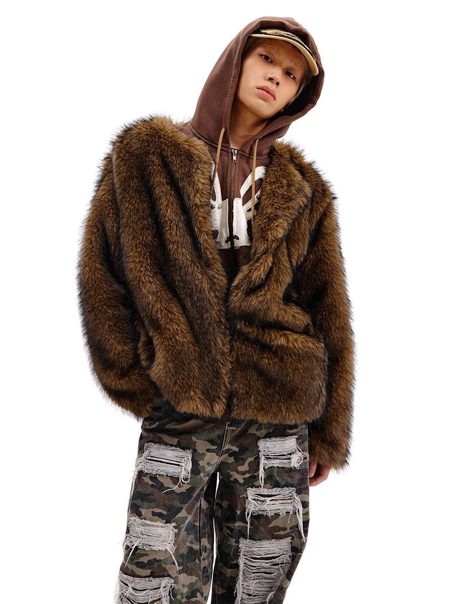 CFIERCE Rabbit Skull Print Two Layer Knit Coat