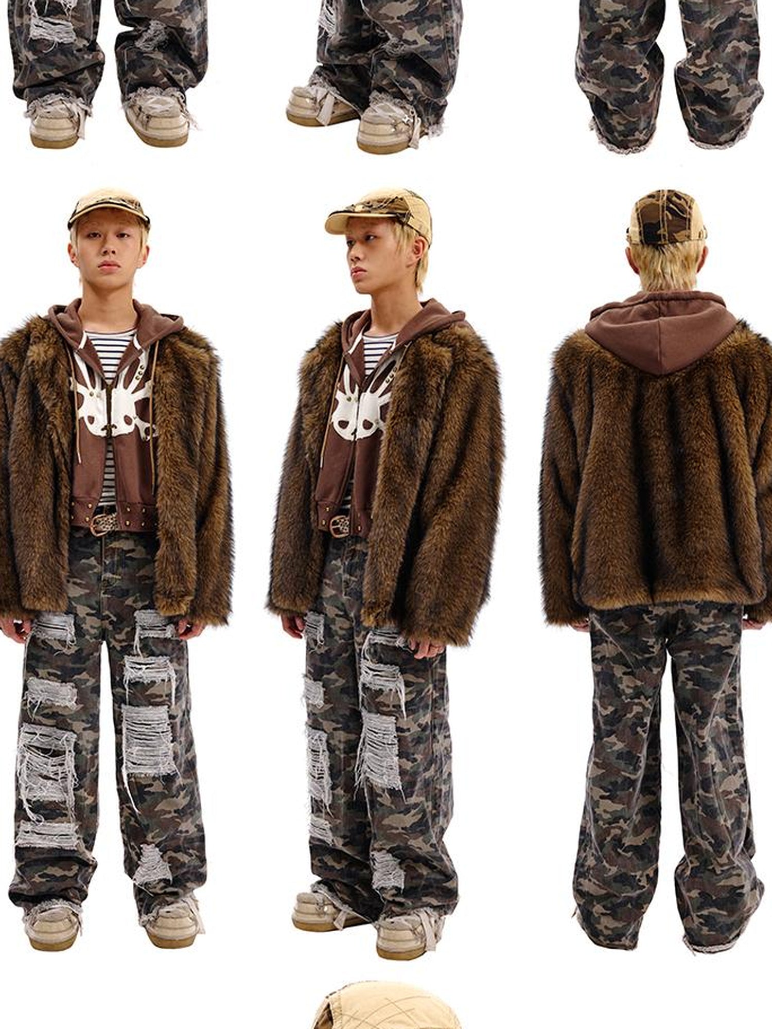 CFIERCE Rabbit Skull Print Two Layer Knit Coat
