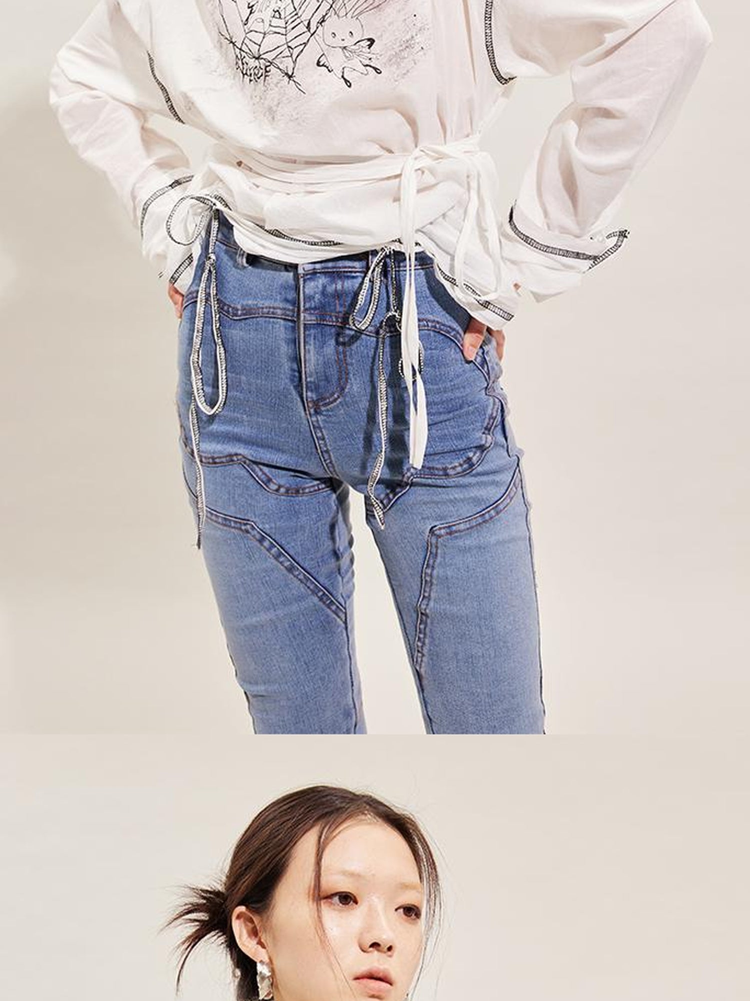 CFIERCE Rabbit Spirit Hand Painted Long Sleeve Top