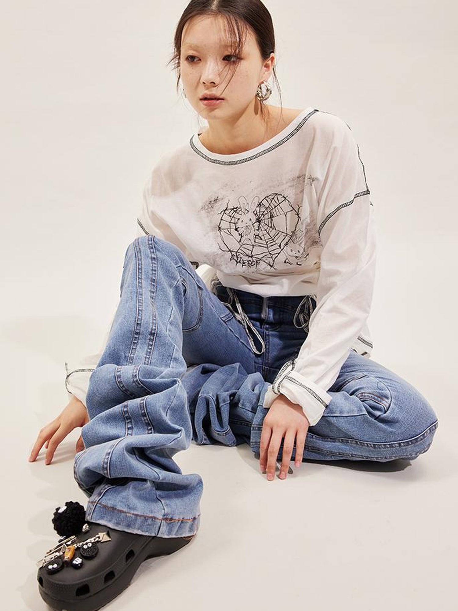 CFIERCE Rabbit Spirit Hand Painted Long Sleeve Top