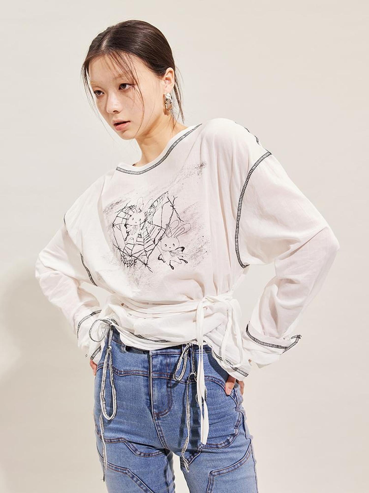 CFIERCE Rabbit Spirit Hand Painted Long Sleeve Top