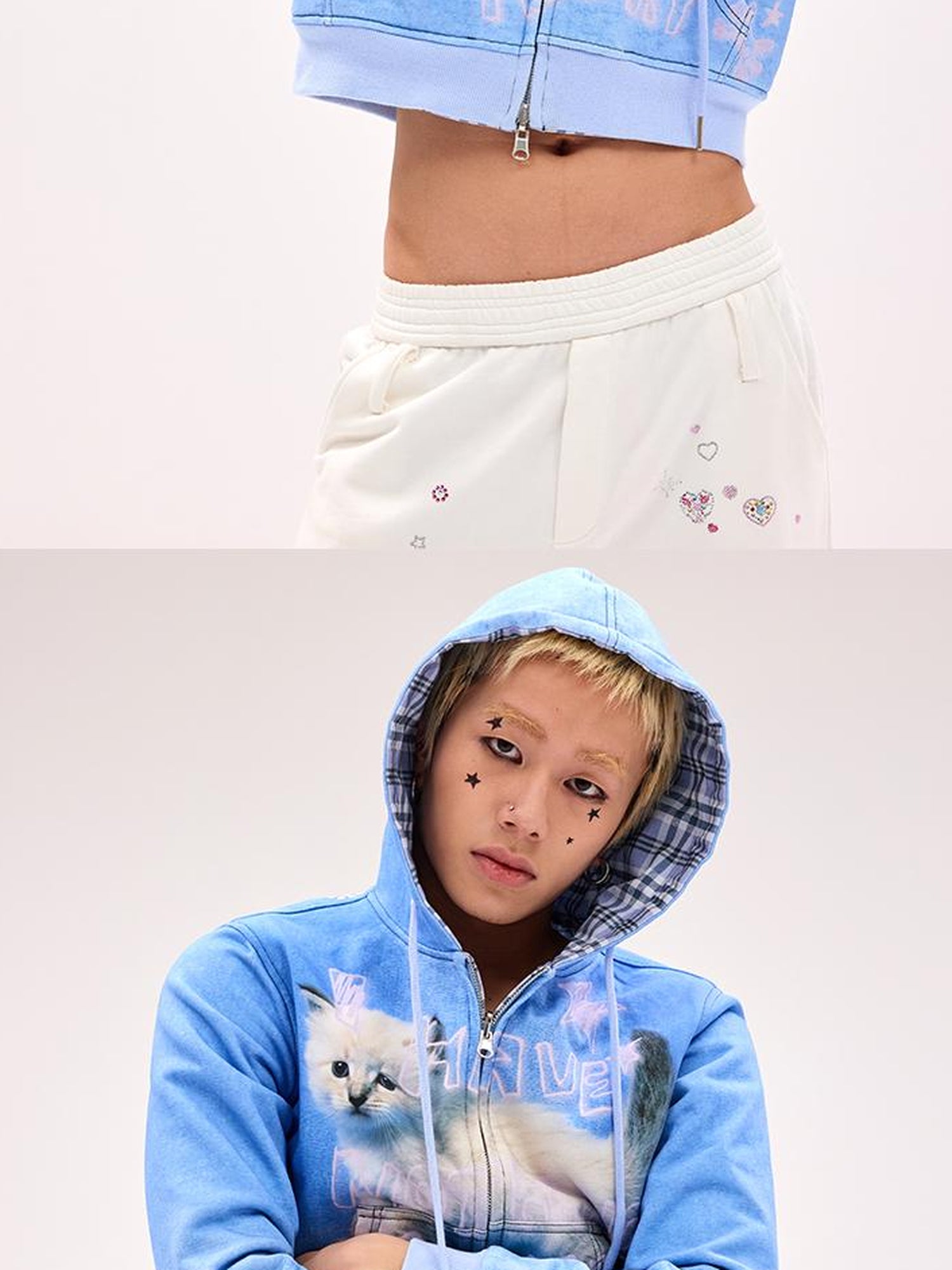 CFIERCE Reversible Cat Hoodie High Elastic Thick Unisex Pullover
