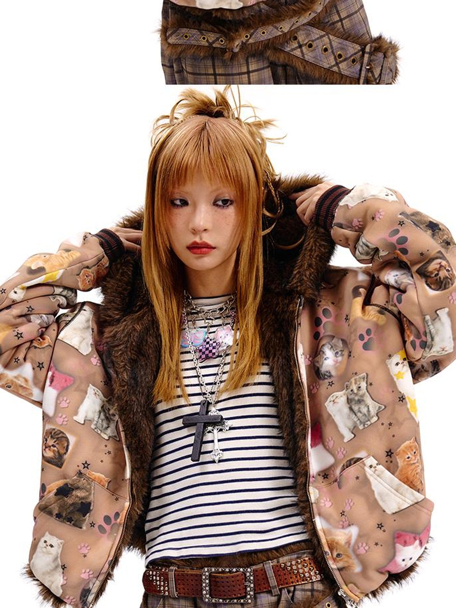 Reversible Cat Print Wool Coat