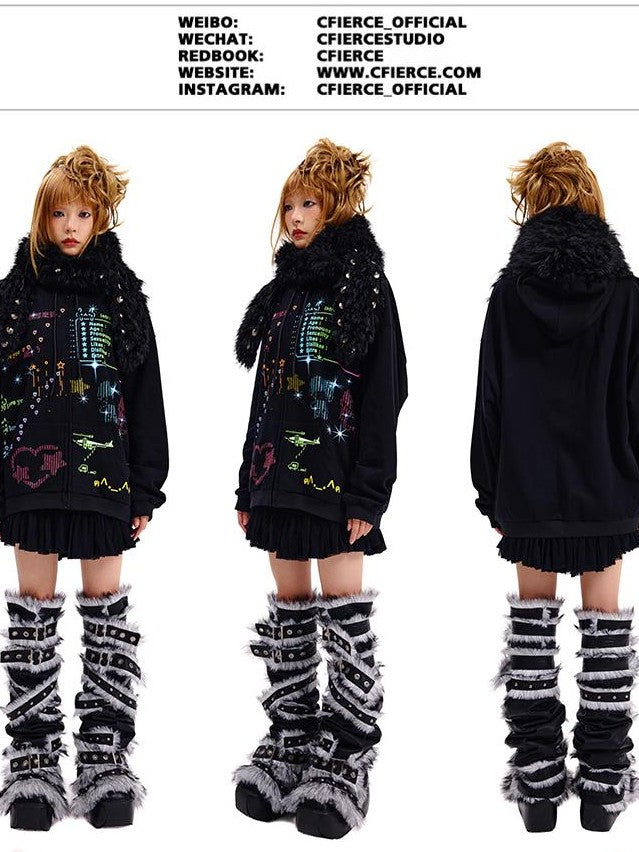 CFIERCE Rhinestone Print Loose Women&