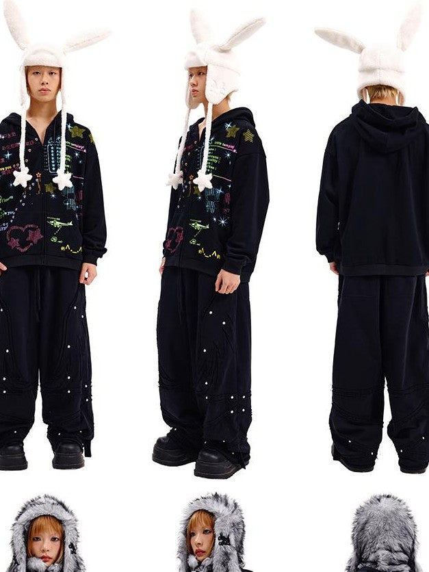CFIERCE Rhinestone Print Loose Women&