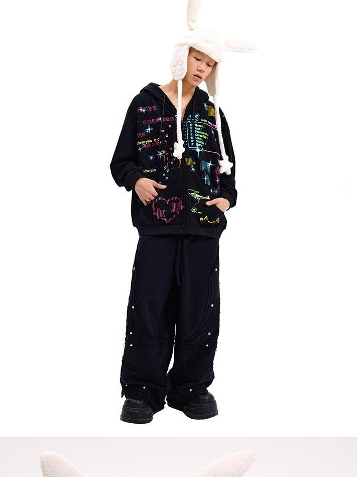 CFIERCE Rhinestone Print Loose Women&