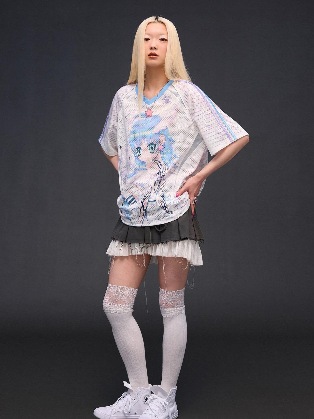 CFIERCE Six Wing Angel Girl Raglan V-neck Women&