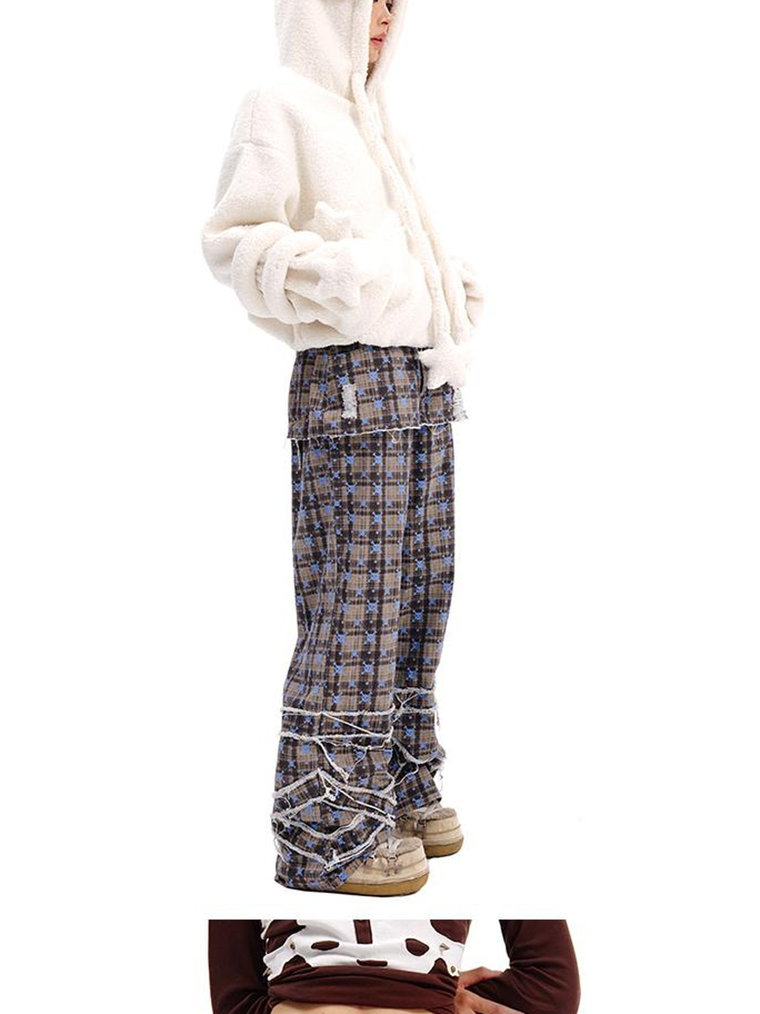 CFIERCE Skull Checkered Kilted Skirt