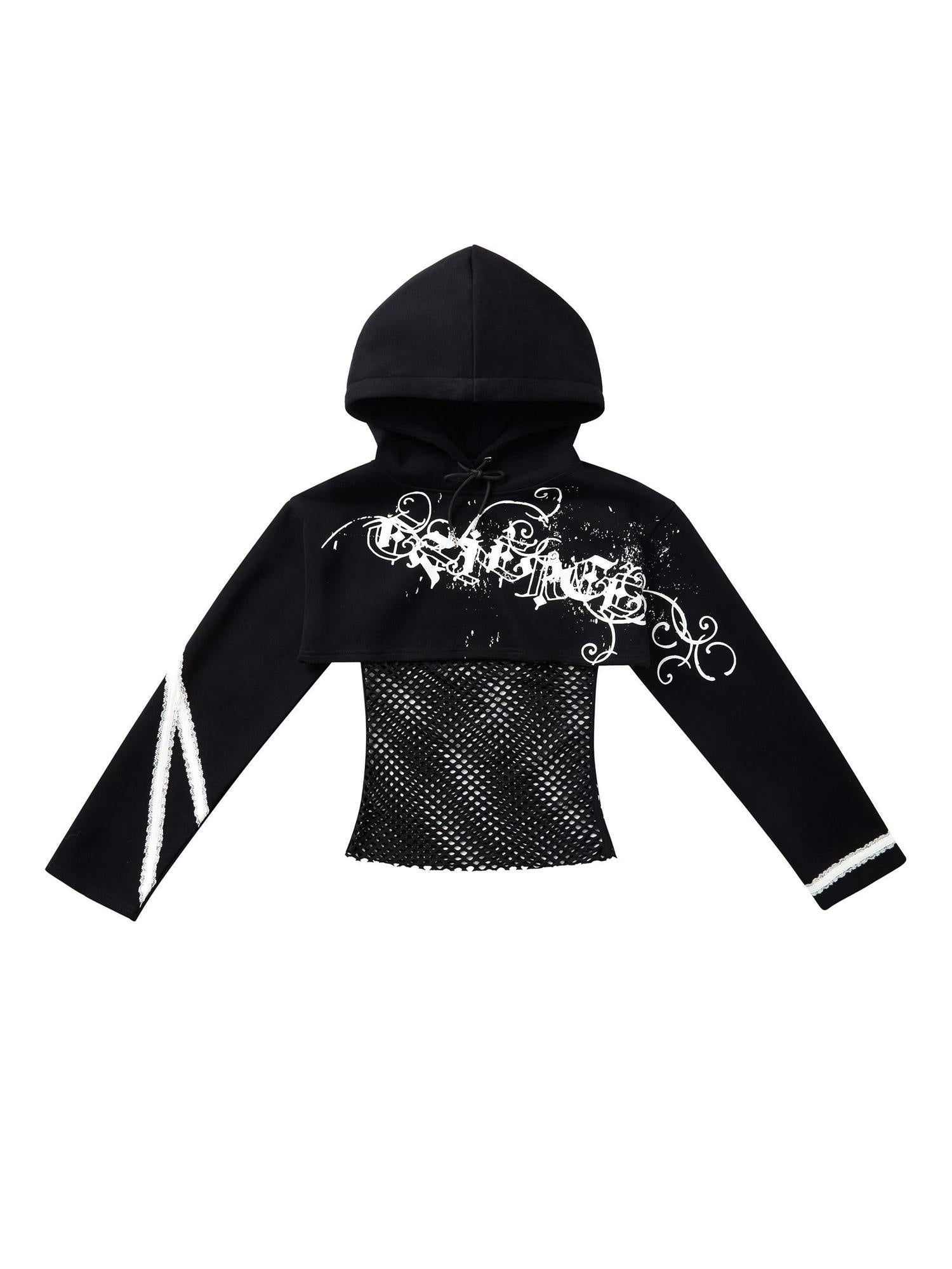 CFIERCE Slim Fit Cropped Streetwear Hooded Pullover Unisex Cotton Blend Black Hoodies
