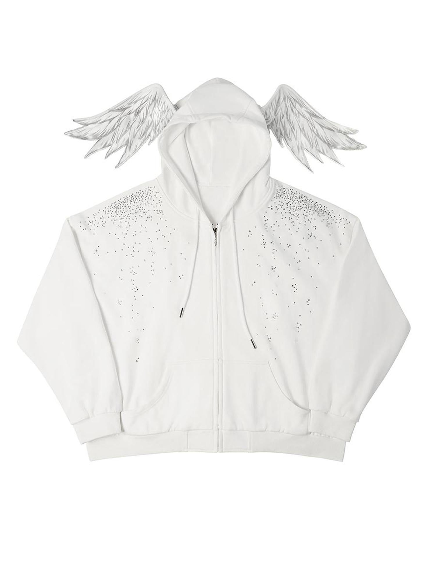 CFIERCE Sparkle Star Angel Hoodie V-Neck T-Shirt Long-Sleeve