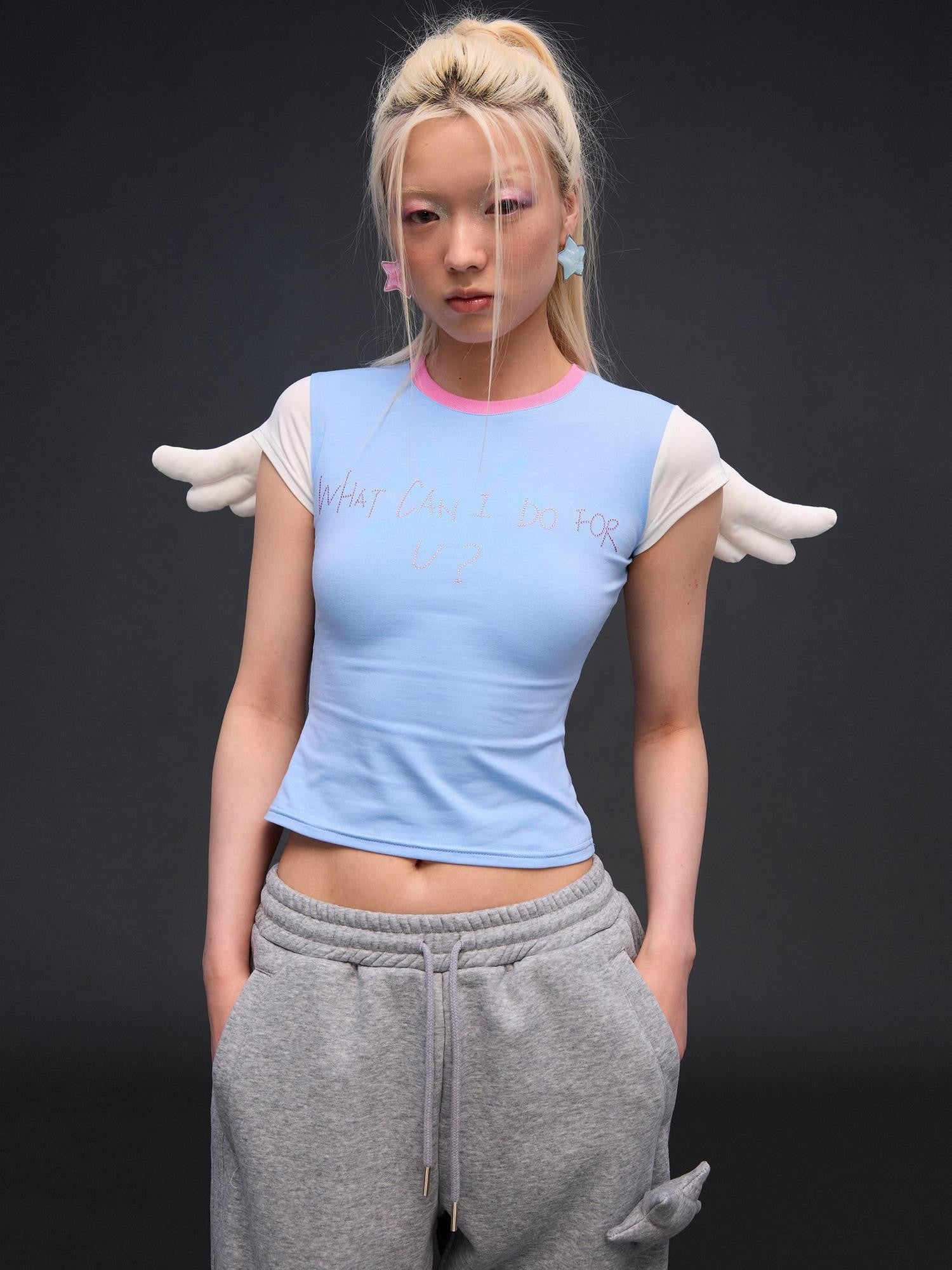 CFIERCE Sparkling Rhinestone Angel Wing Women&
