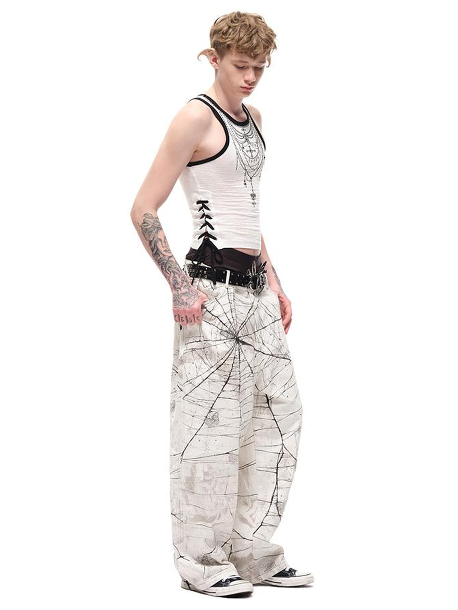 CFIERCE Spider Butterfly Rhinestone Denim Jeans