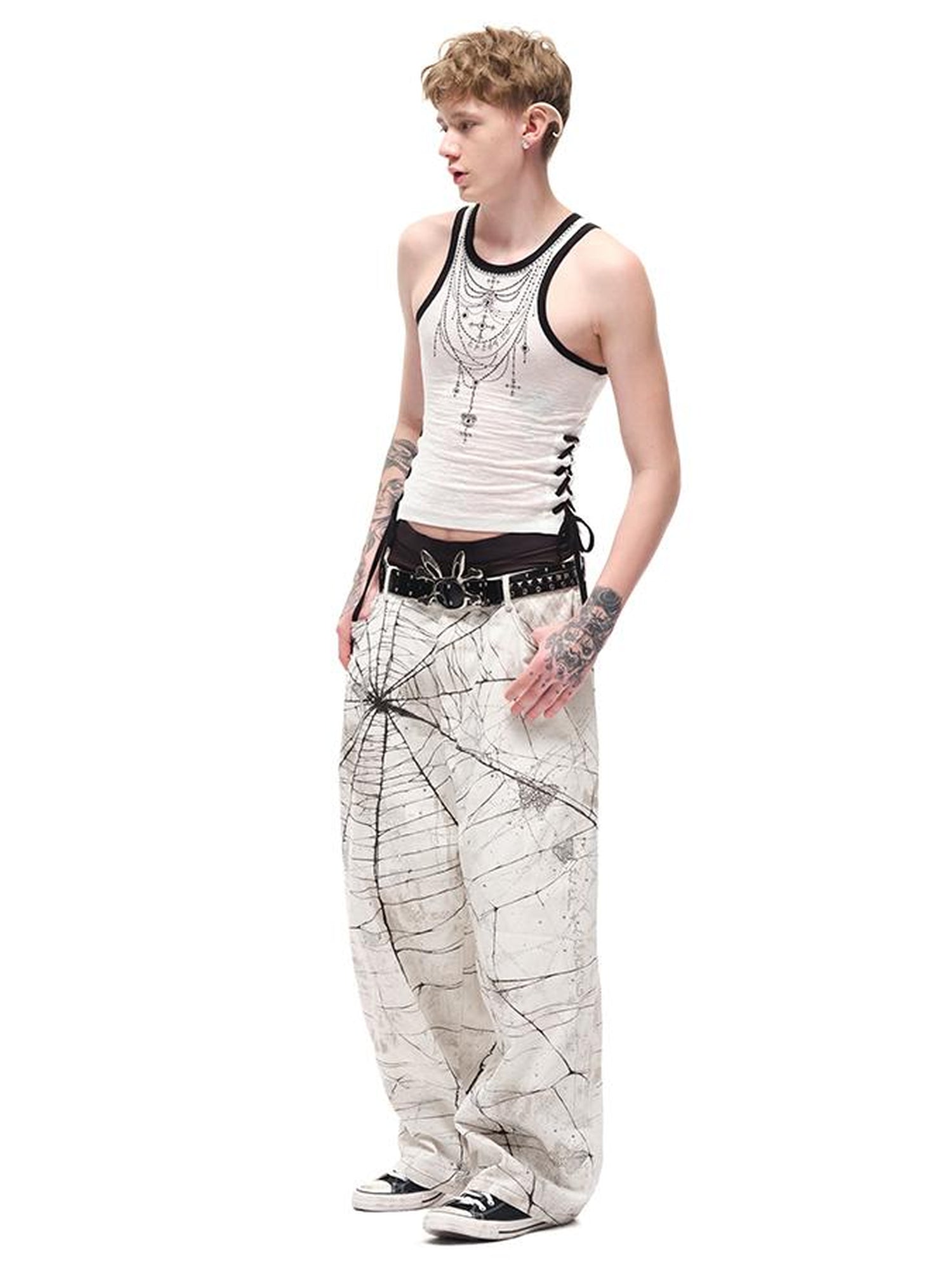 CFIERCE Spider Butterfly Rhinestone Denim Jeans