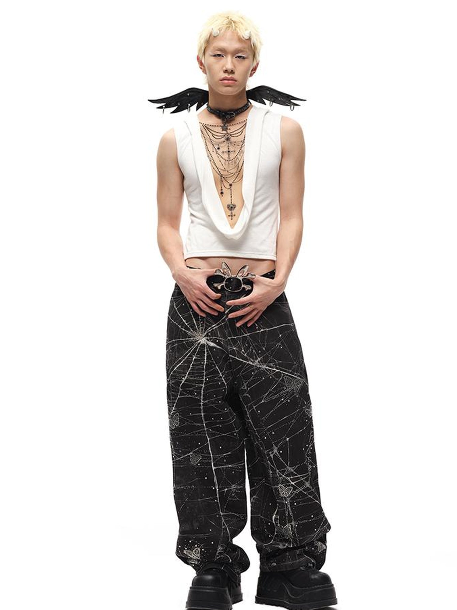 CFIERCE Spider Butterfly Rhinestone Denim Jeans