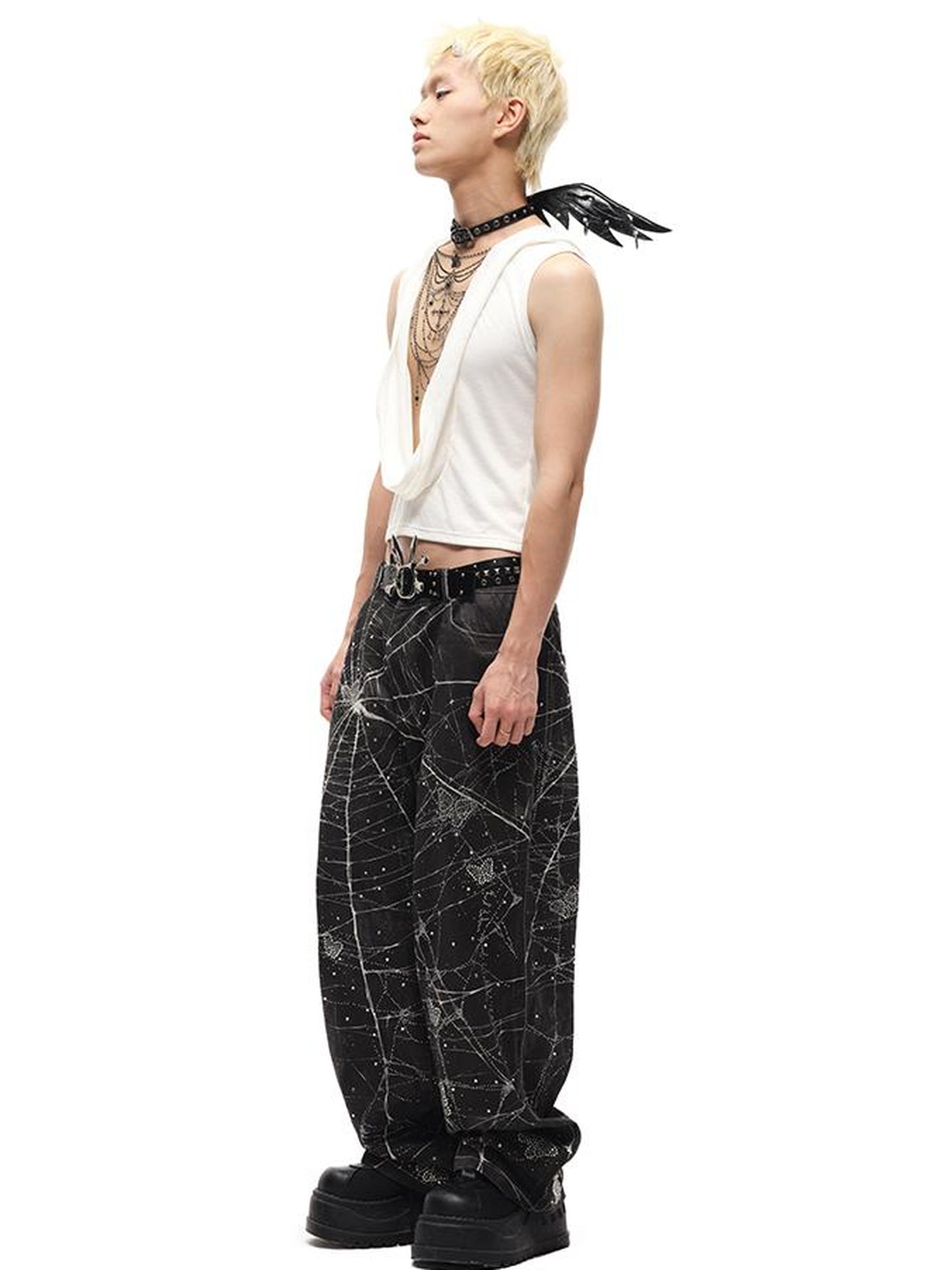 CFIERCE Spider Butterfly Rhinestone Denim Jeans