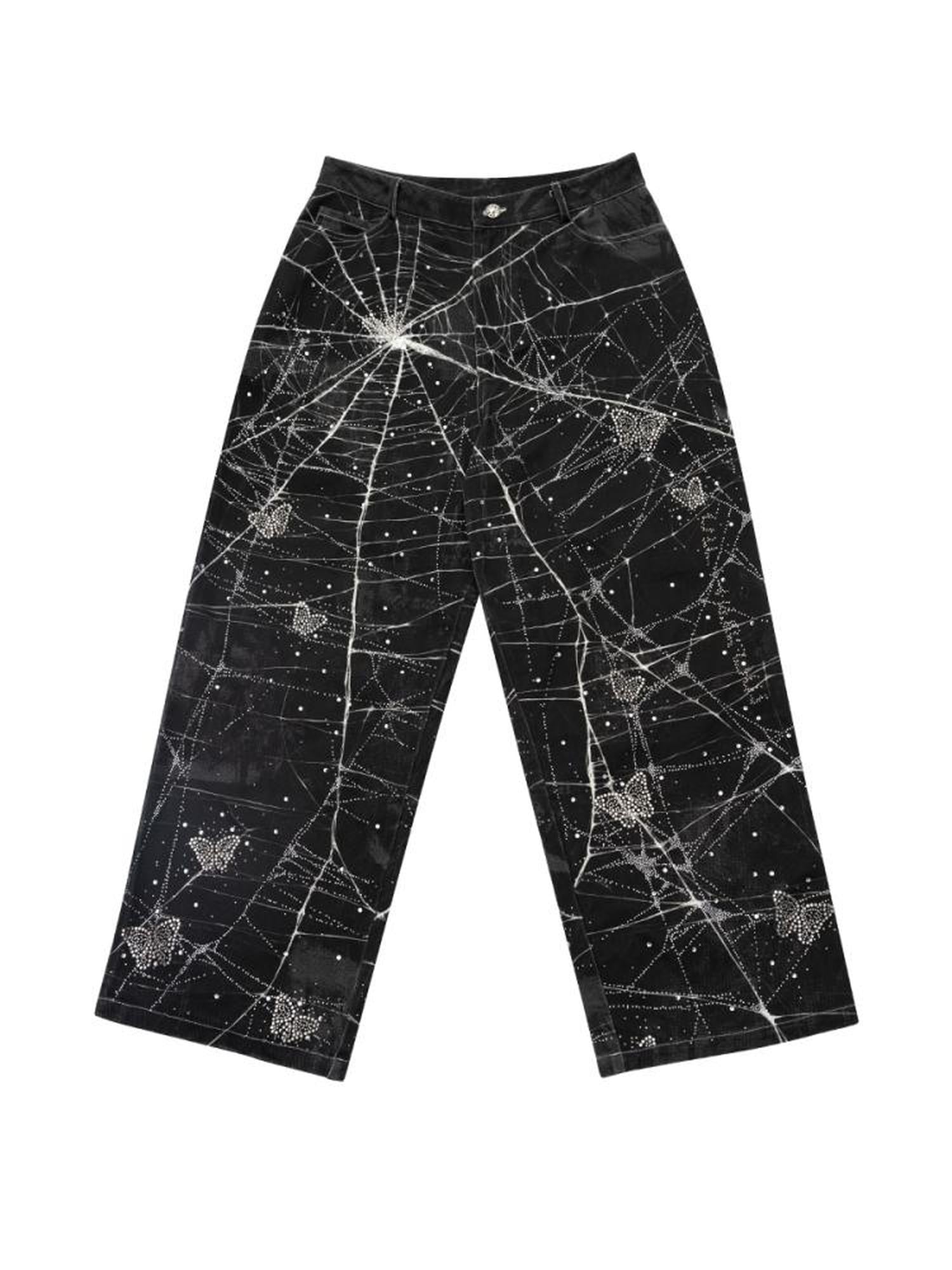 CFIERCE Spider Butterfly Rhinestone Denim Jeans