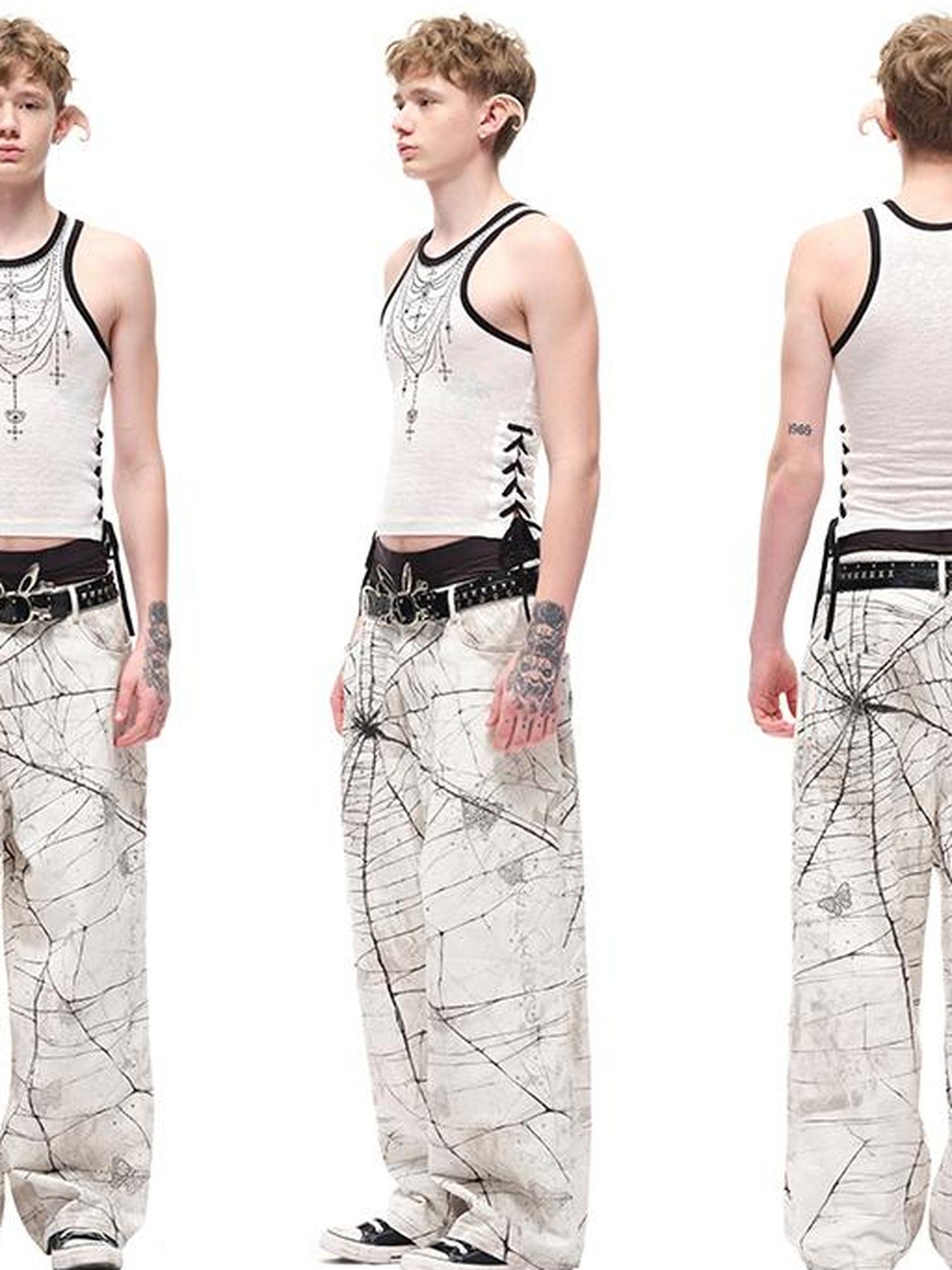 CFIERCE Spider Butterfly Rhinestone Denim Jeans