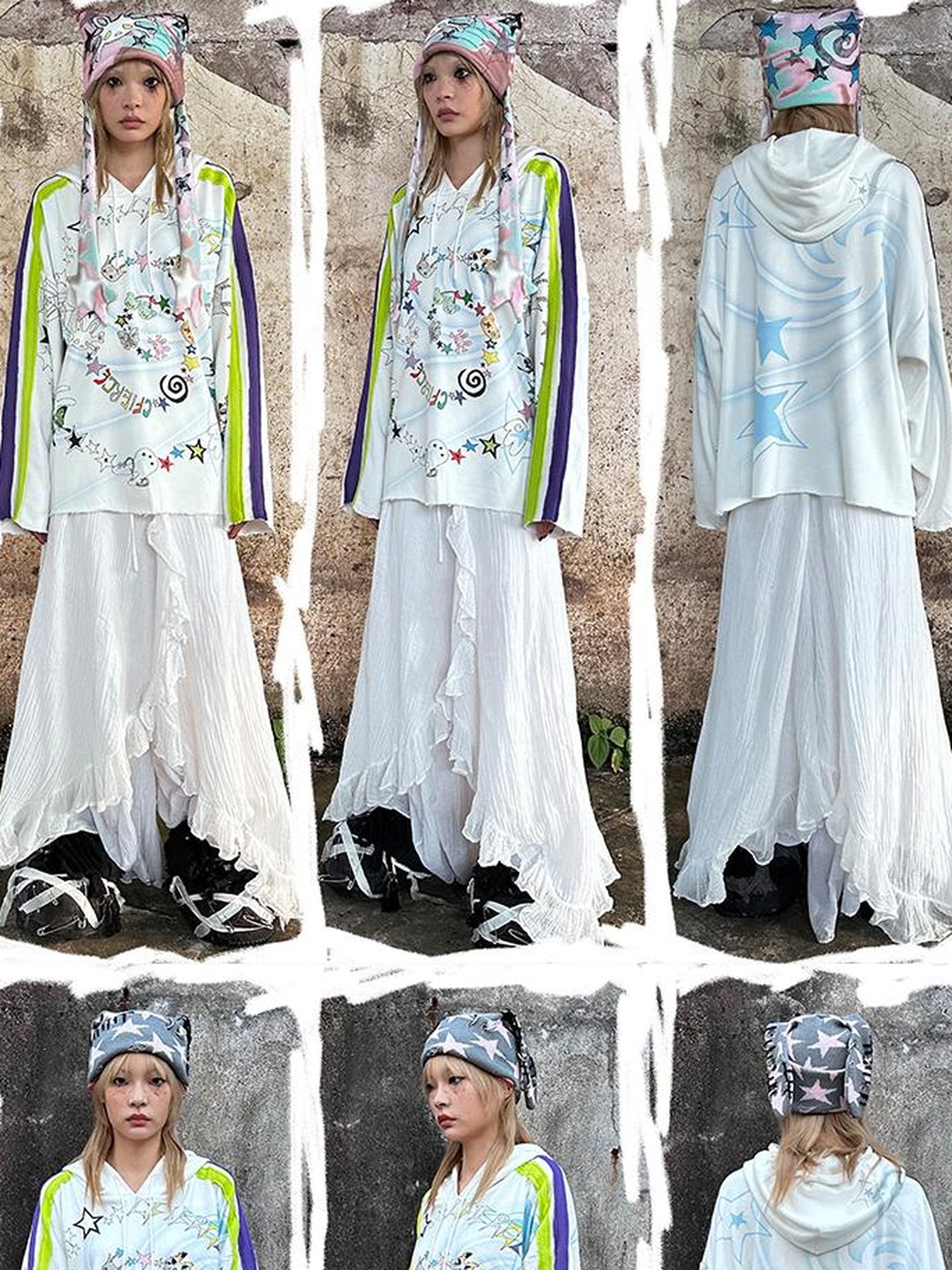 CFIERCE Spiral Graffiti Print Hoodie