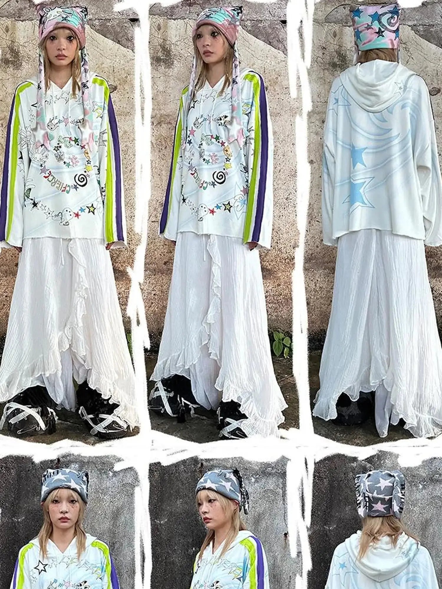 Spiral Graffiti Print Hoodie