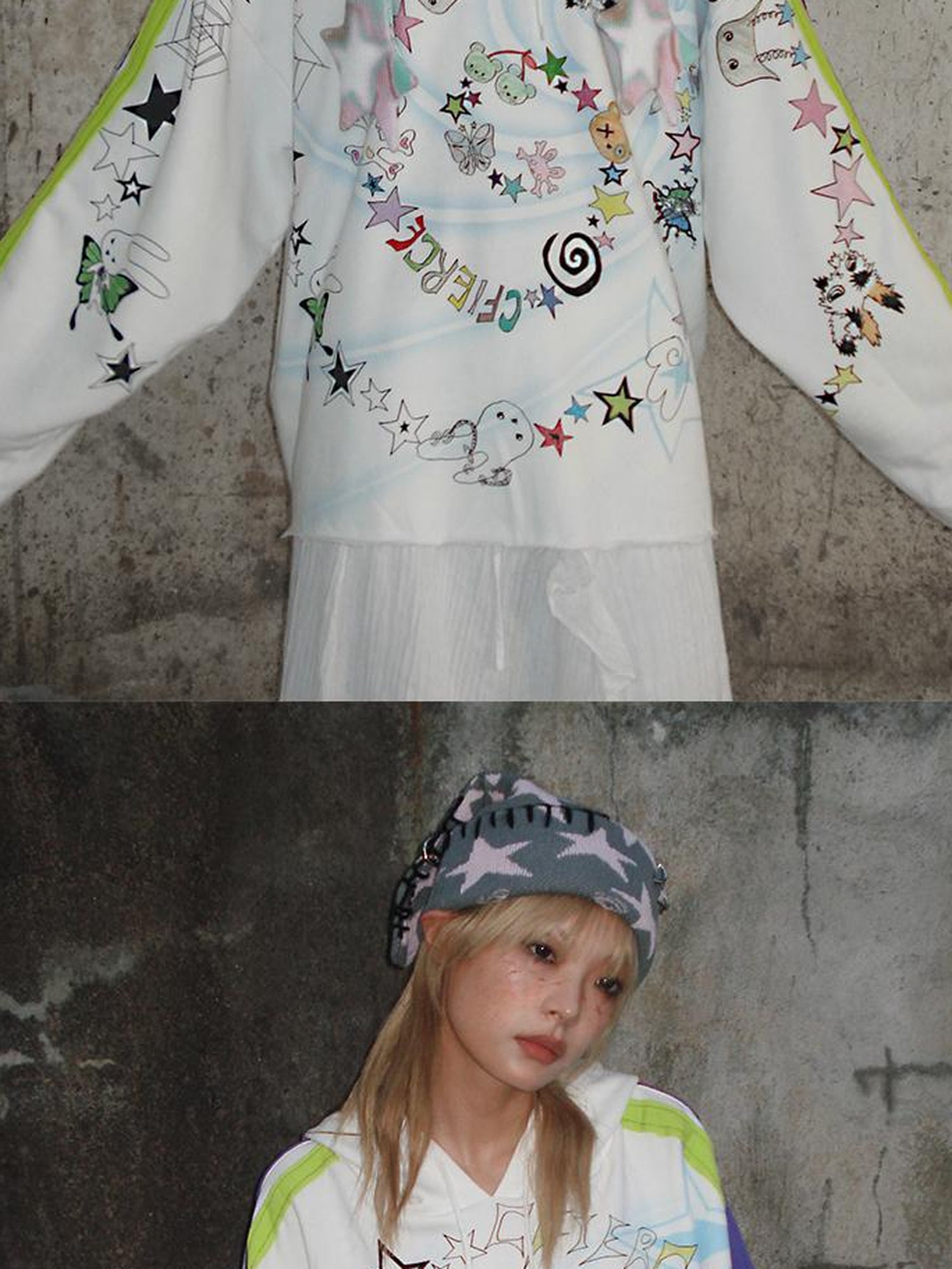 CFIERCE Spiral Graffiti Print Hoodie