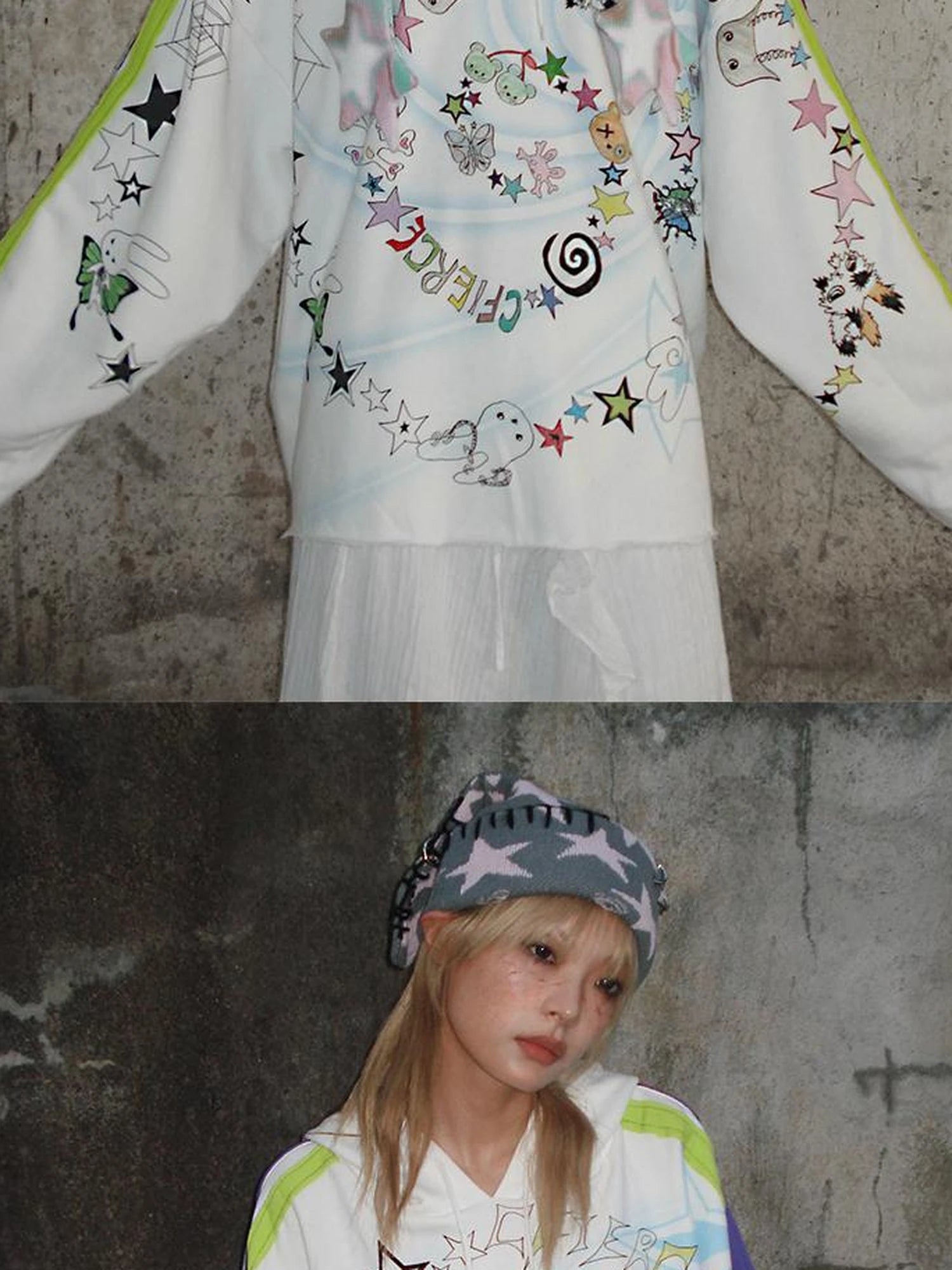 Spiral Graffiti Print Hoodie