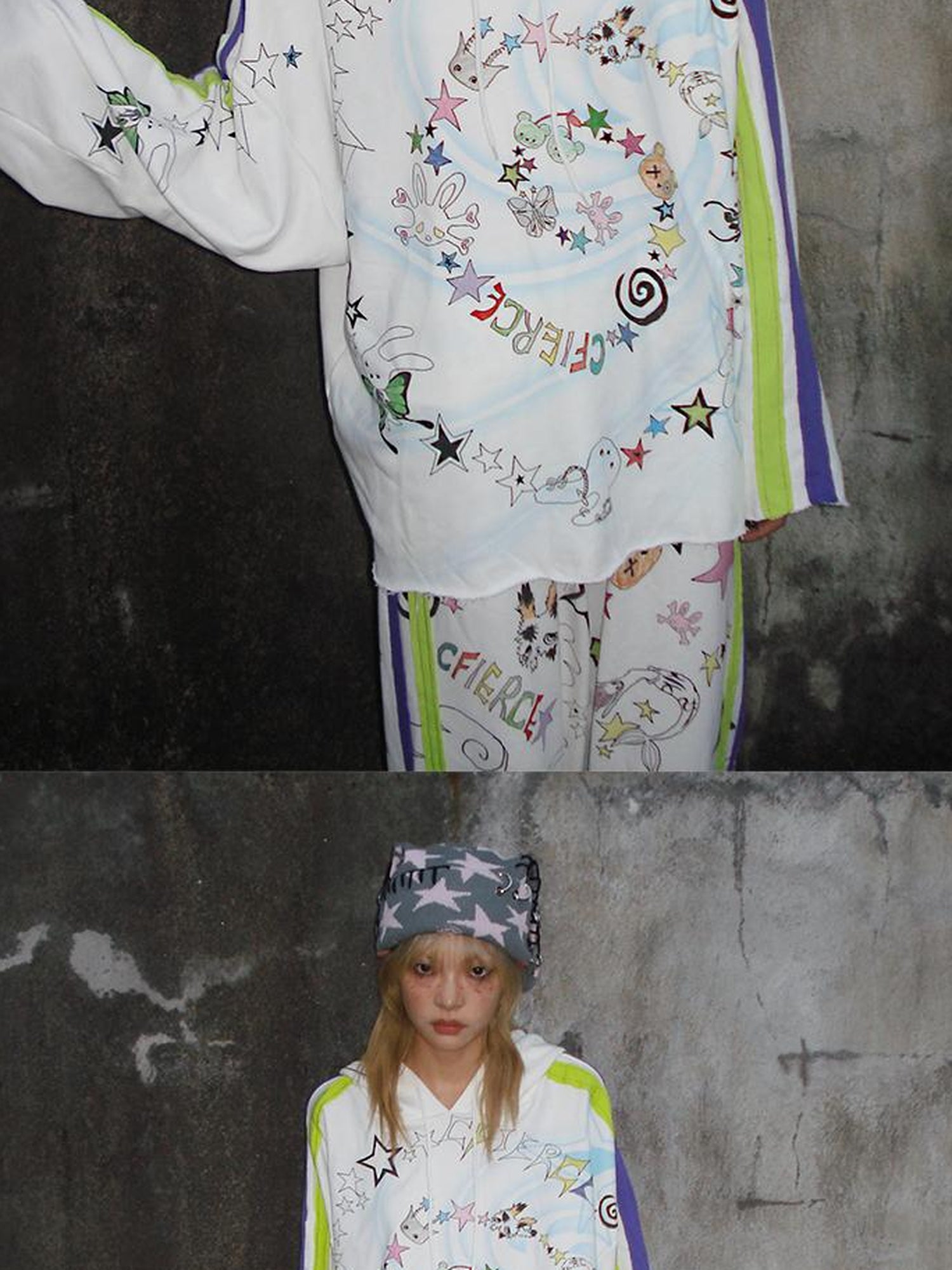 CFIERCE Spiral Graffiti Print Hoodie