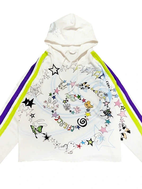 Spiral Graffiti Print Hoodie