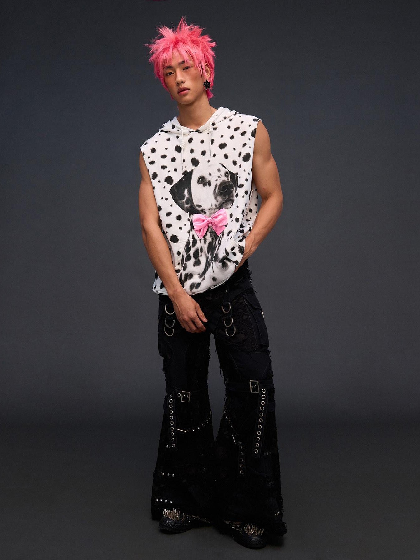 CFIERCE Spotted Dog Print Dog Ear Bow Detail Women&