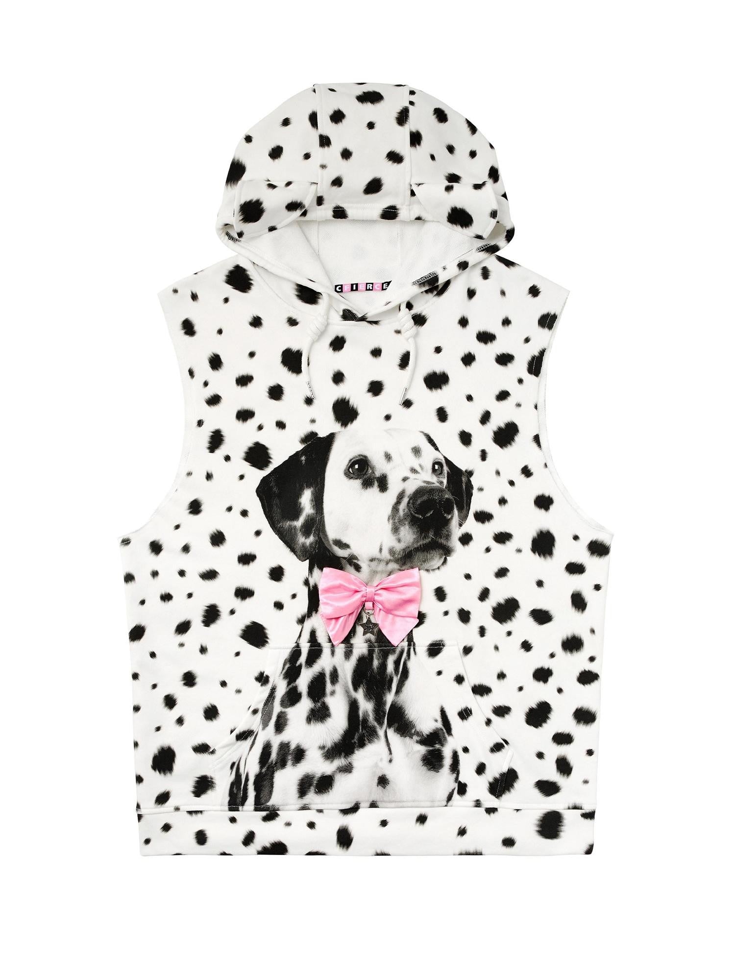 CFIERCE Spotted Dog Print Dog Ear Bow Detail Women&