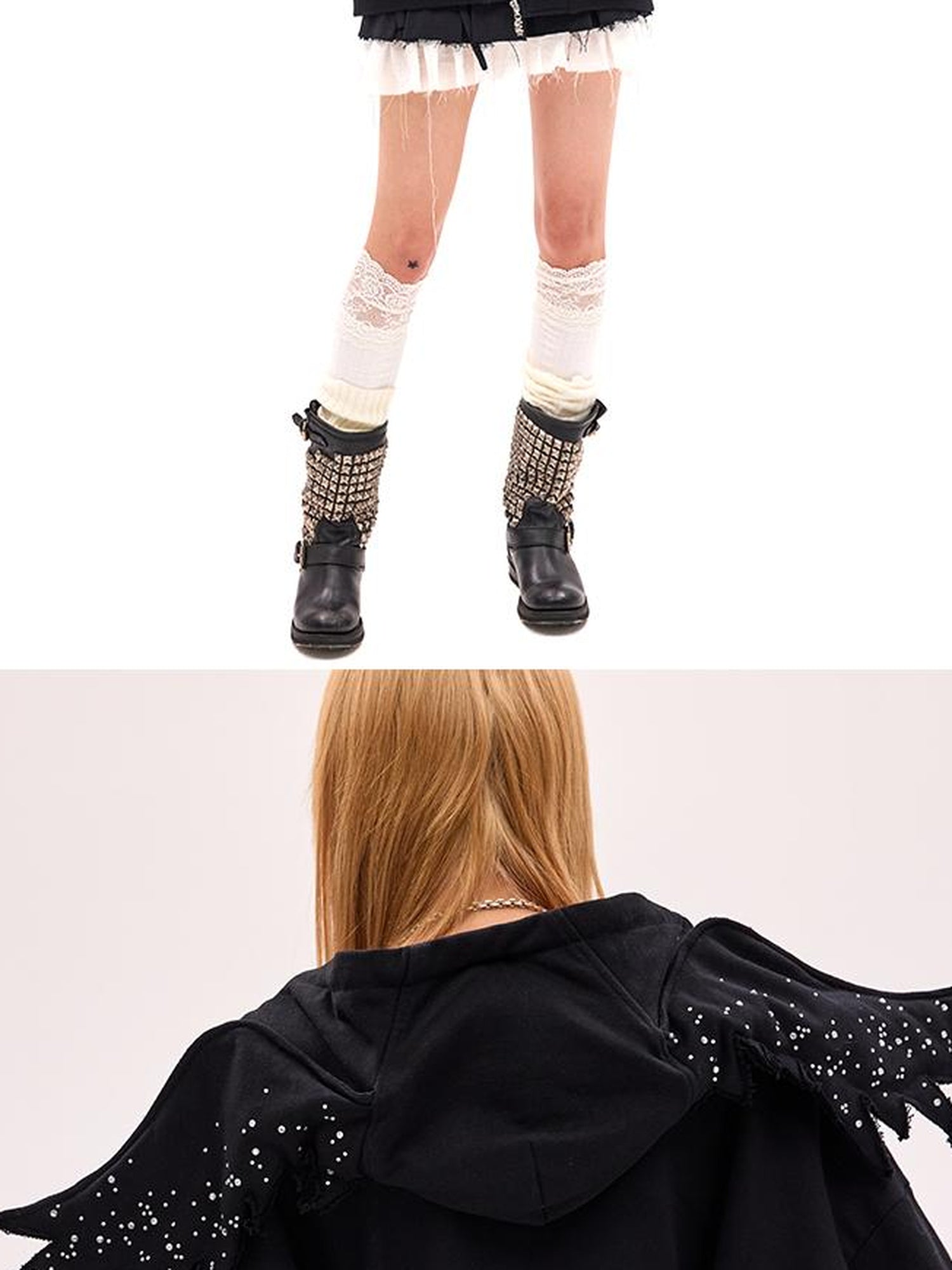 CFIERCE Starlight Rhinestone Black Angel Hoodie