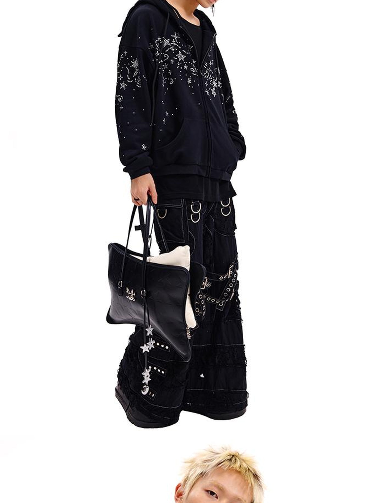 CFIERCE Starry Night Crystal Embellished Hoodie