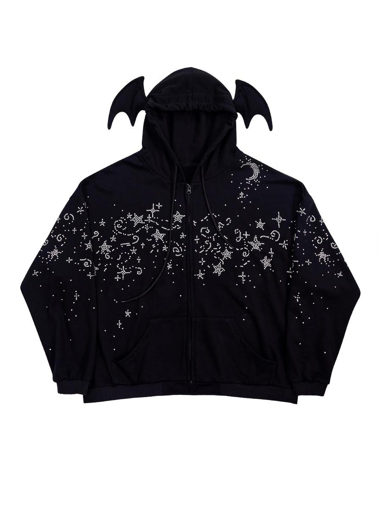 CFIERCE Starry Night Crystal Embellished Hoodie