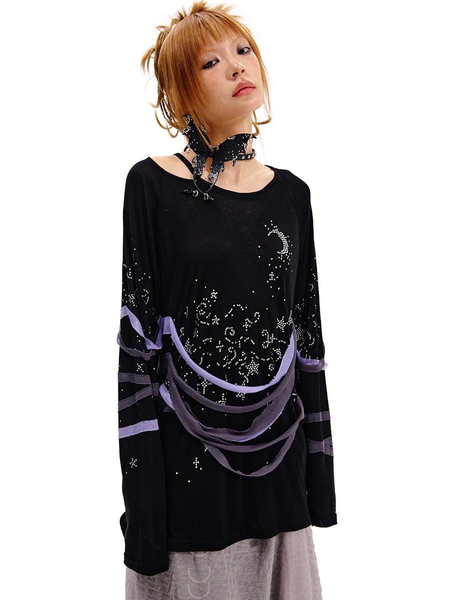 CFIERCE Starry Night Crystal Long Sleeve Tee