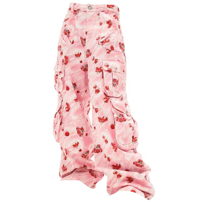 CFIERCE_Strawberry_Print_Flared_Denim_Trousers_MISSTT