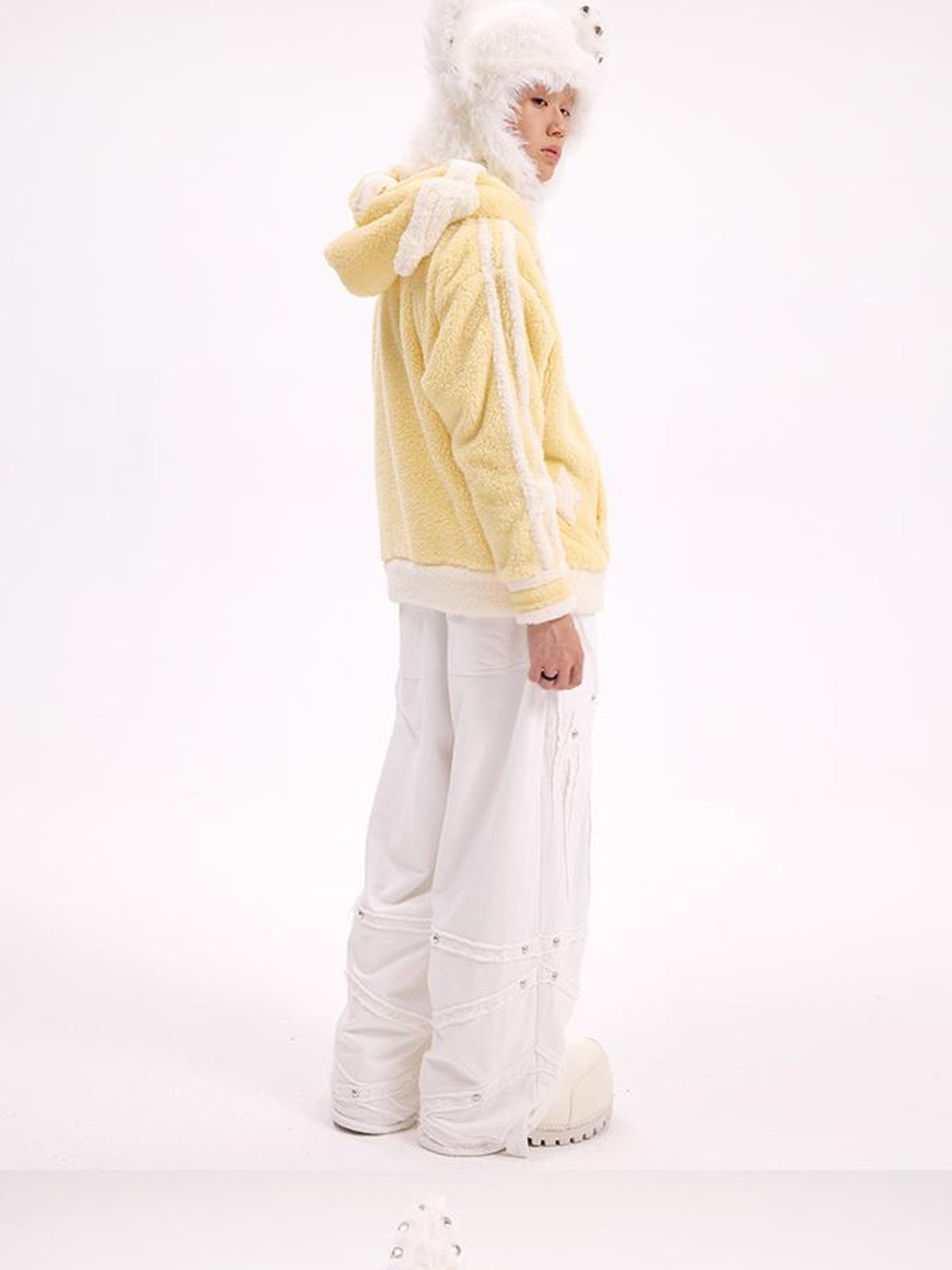 CFIERCE Studded Rabbit Ear Knit Cap