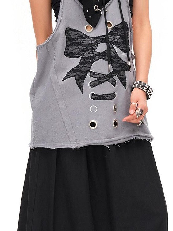 CFIERCE Studded Rivet Bow Rabbit Ear Detail Women&