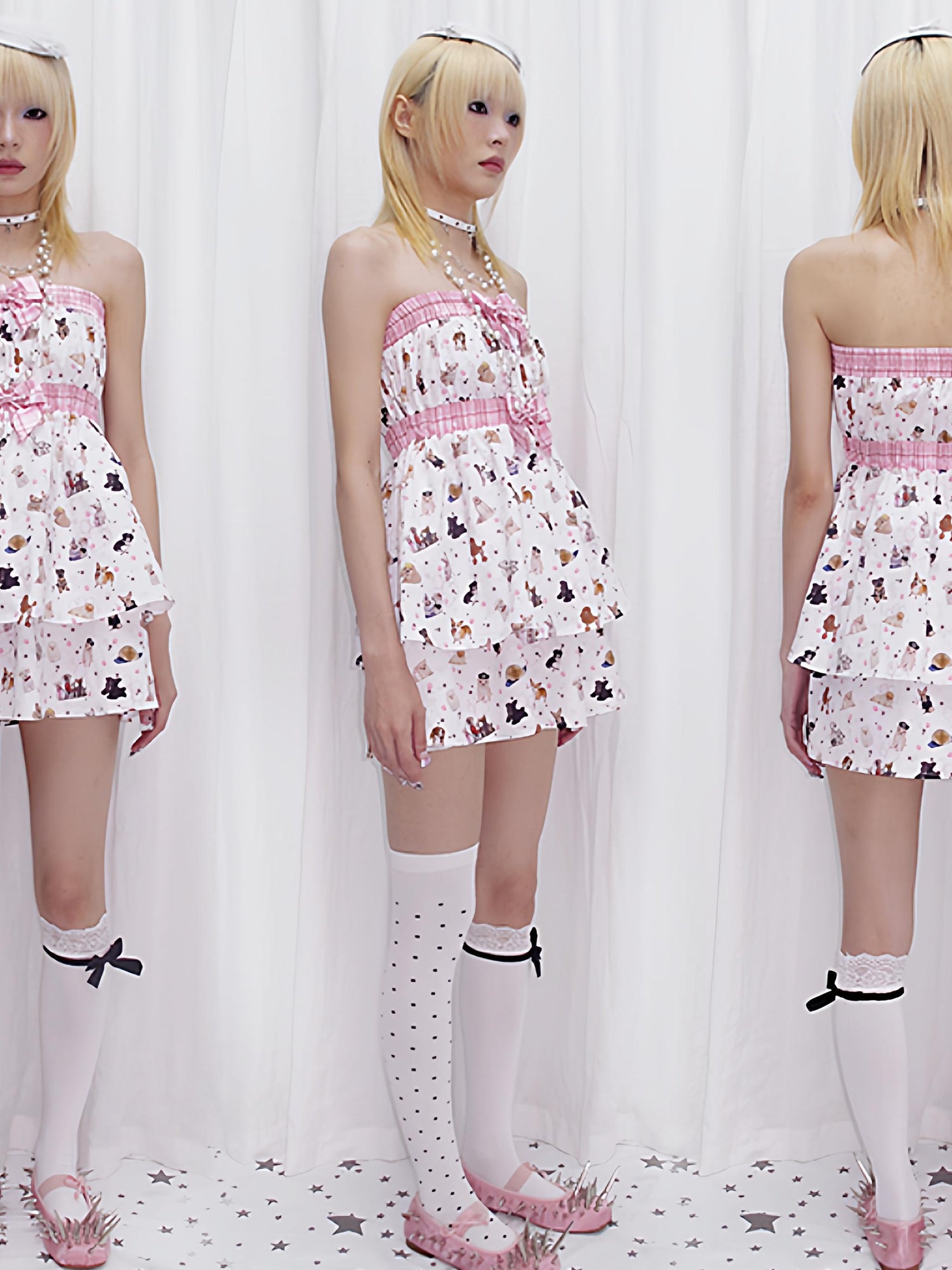 CFIERCE Tulle Mini Dress With Dog Print