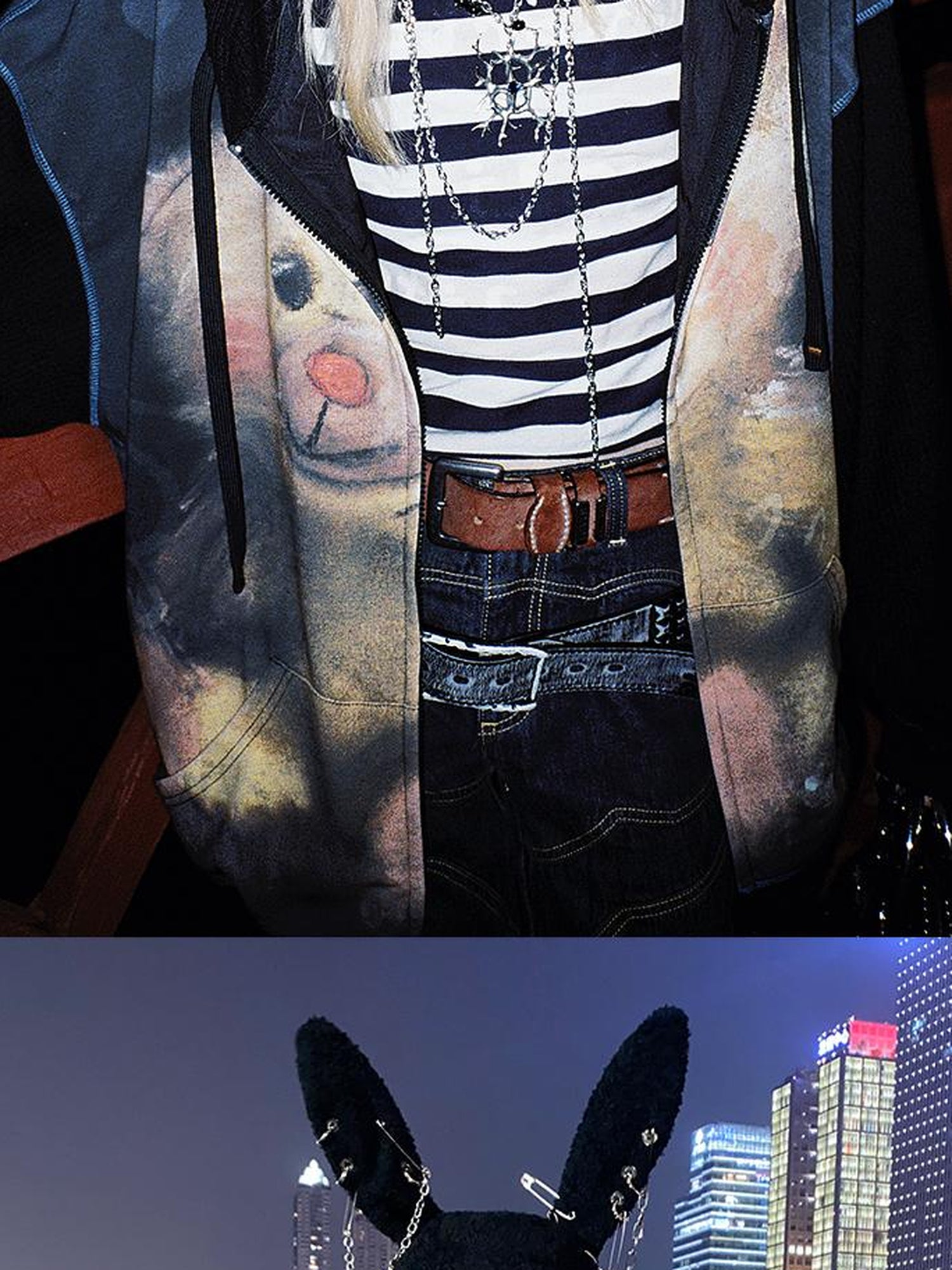 CFIERCE Vintage Bear Print Hooded Sweatshirt