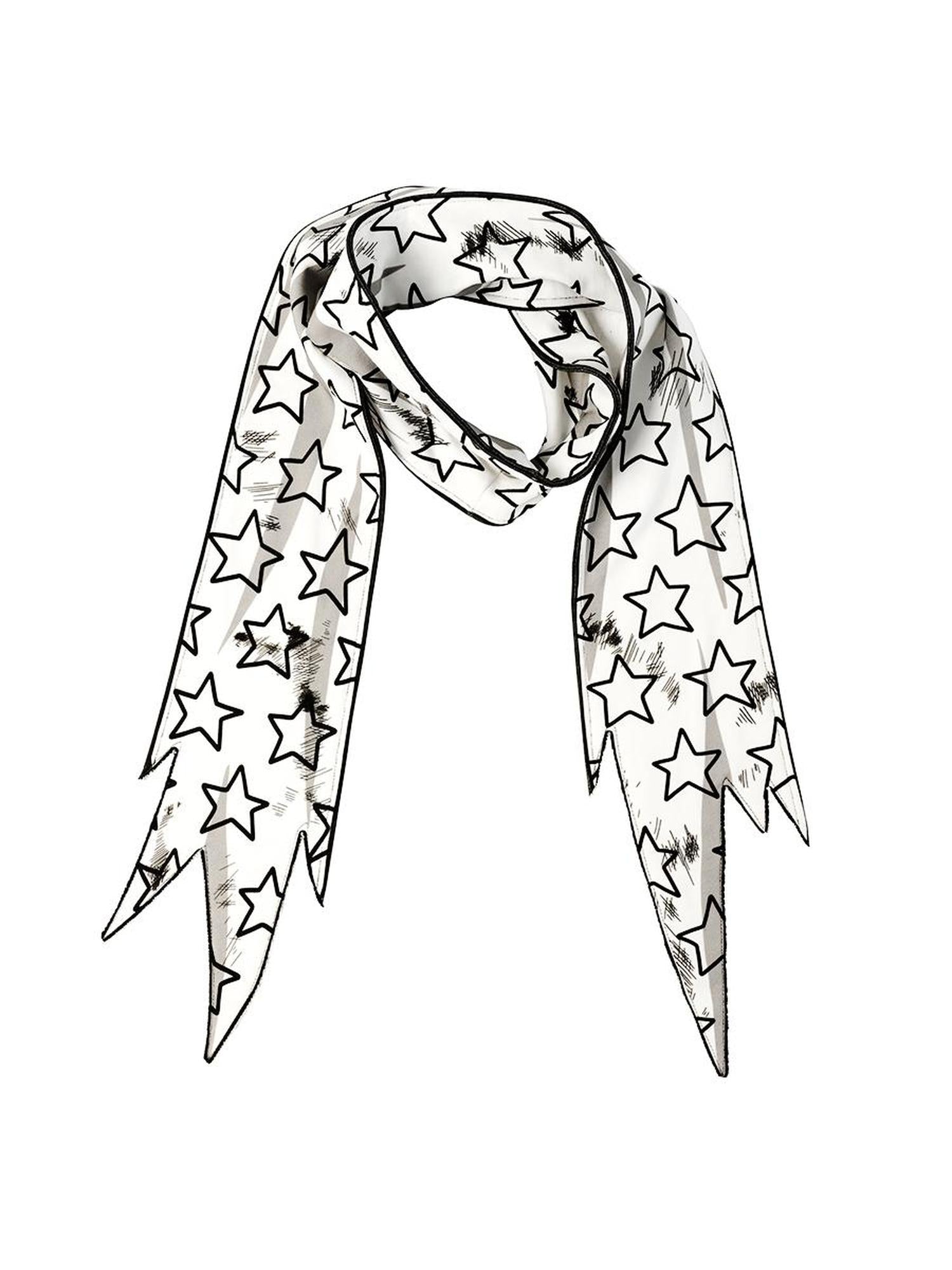 CFIERCE Washable Star Embroidered Scarf
