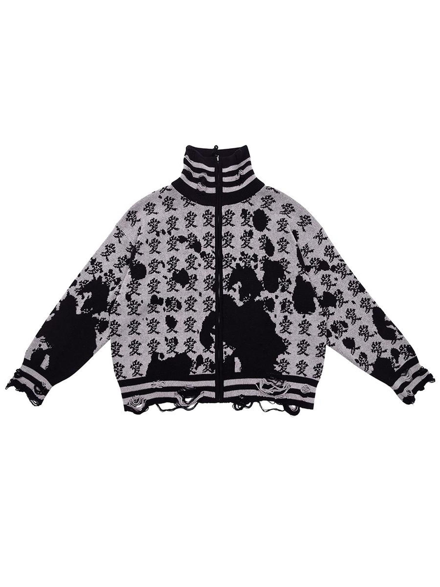 CFIERCE Year Of The Serpent Knit Cardigan V Neck T Shirt Long Sleeve