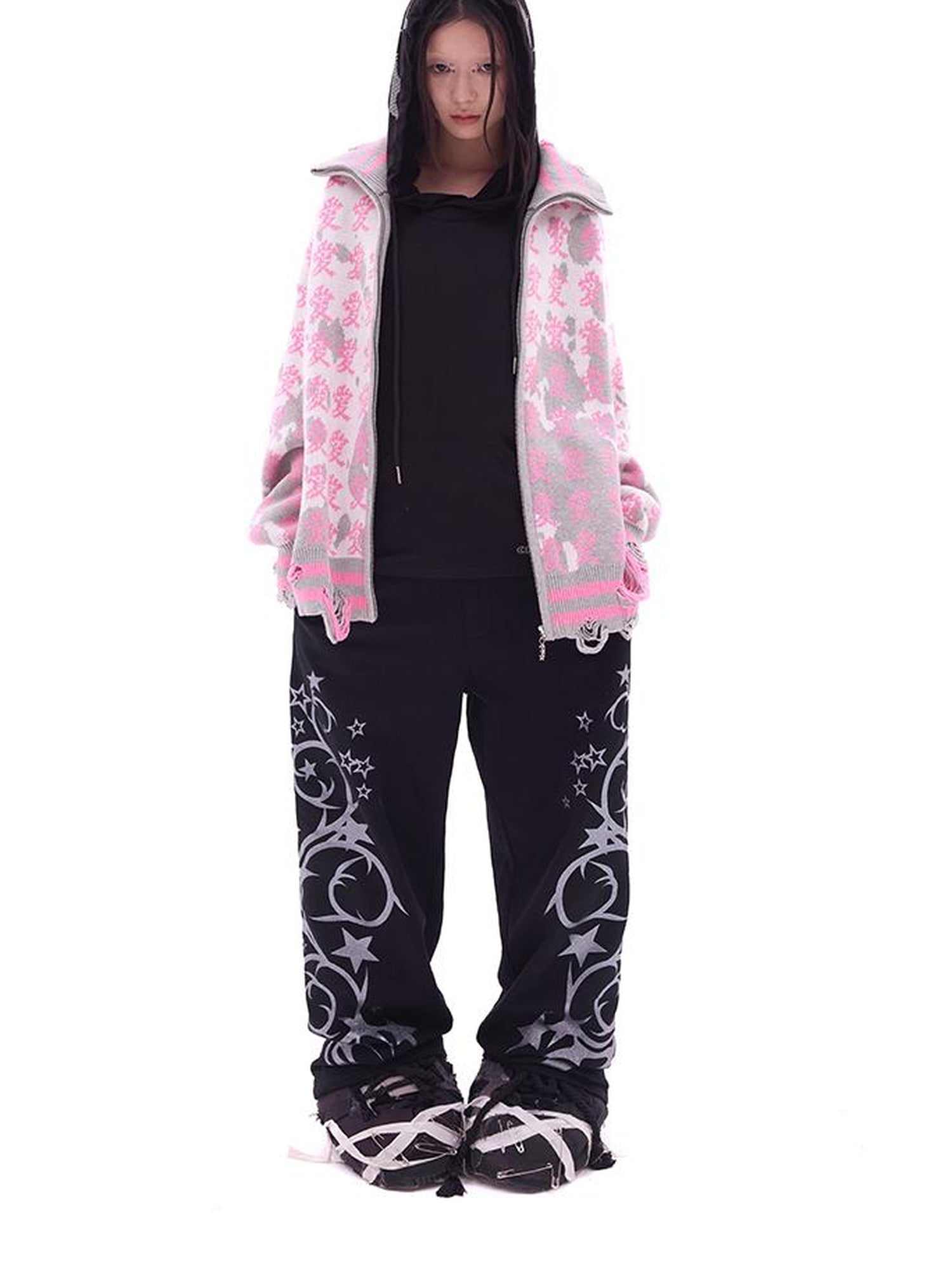 CFIERCE Year Of The Serpent Knit Cardigan V Neck T Shirt Long Sleeve