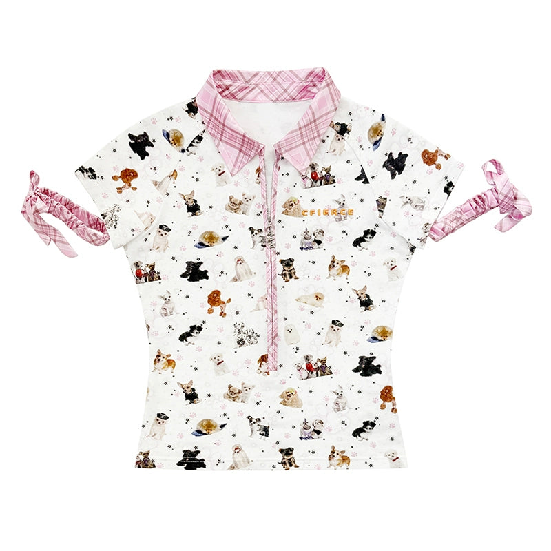 CFIERCE_Zip_Front_Dog_Print_Polo_With_Cuff_Detail_MISSTT