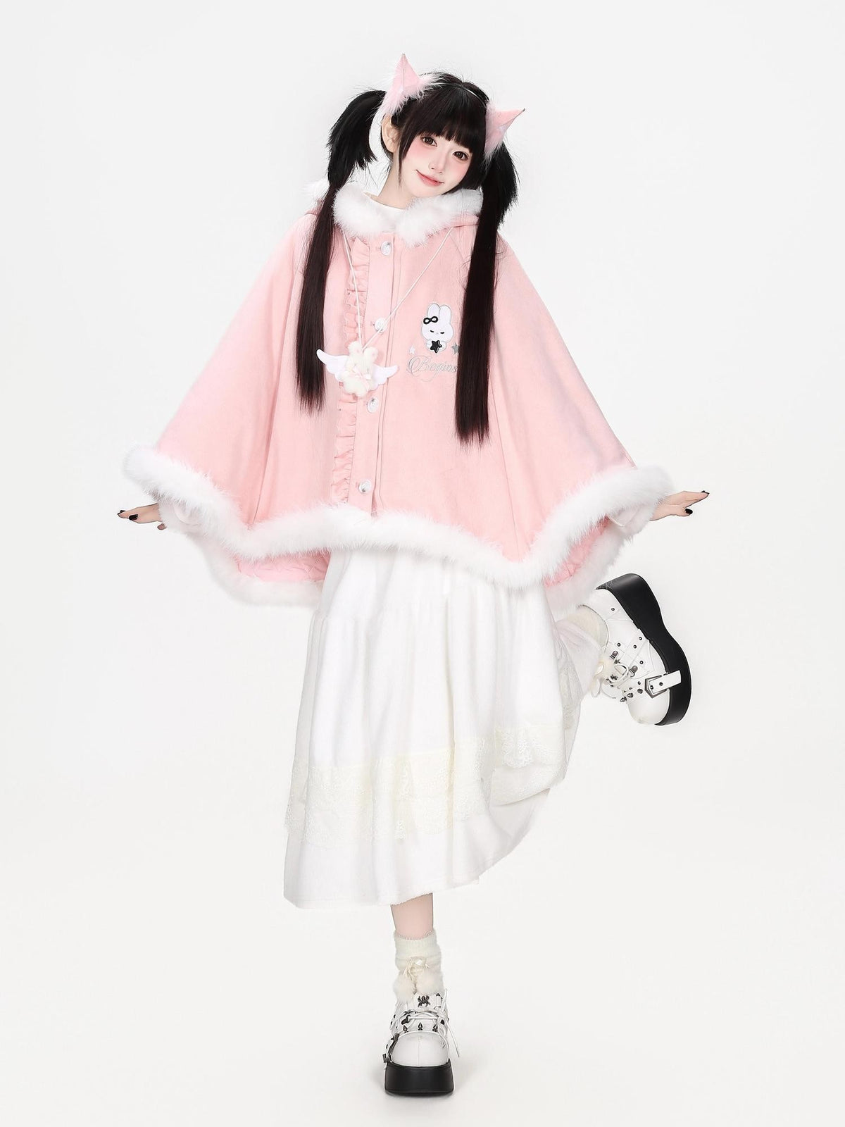 CRAZYGIRL Cat Ear Hooded Fuzzy Trim Padded Women&